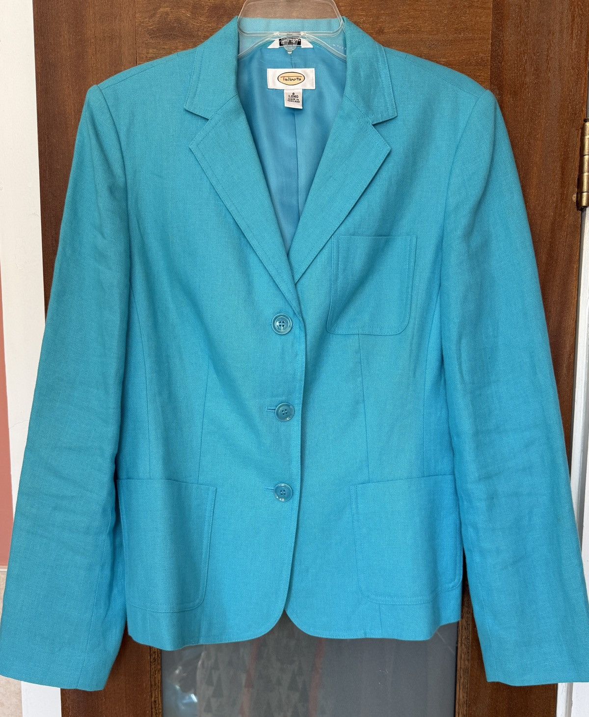 Talbots Talbot Woman Bright Azure Blue Irish Linen Blazer 8 LONG Size M / US 6-8 / IT 42-44 - 1 Thumbnail