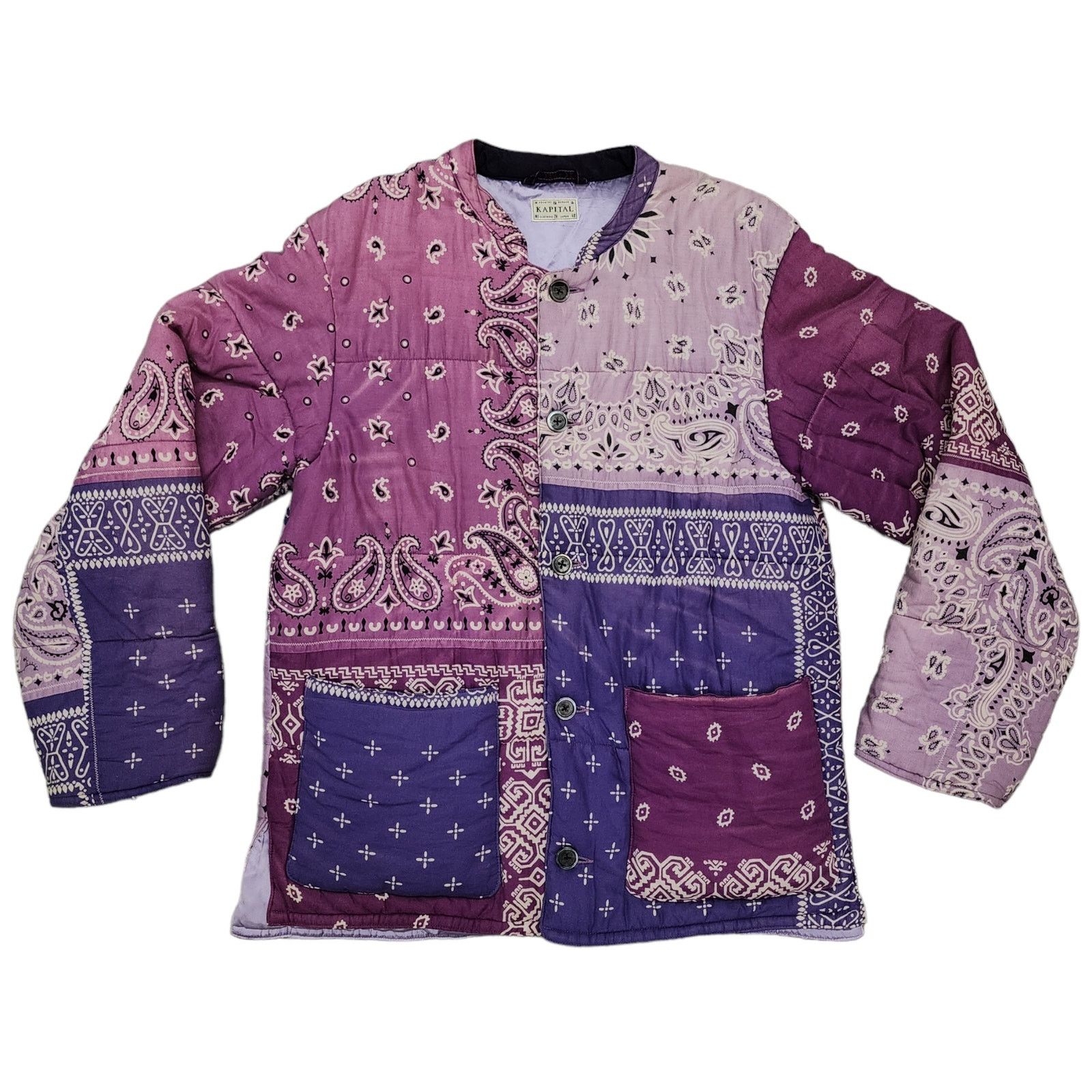 image of Kapital Jacket Gauze Bandana Patchwork Quilt Purple, Men's (Size Medium)
