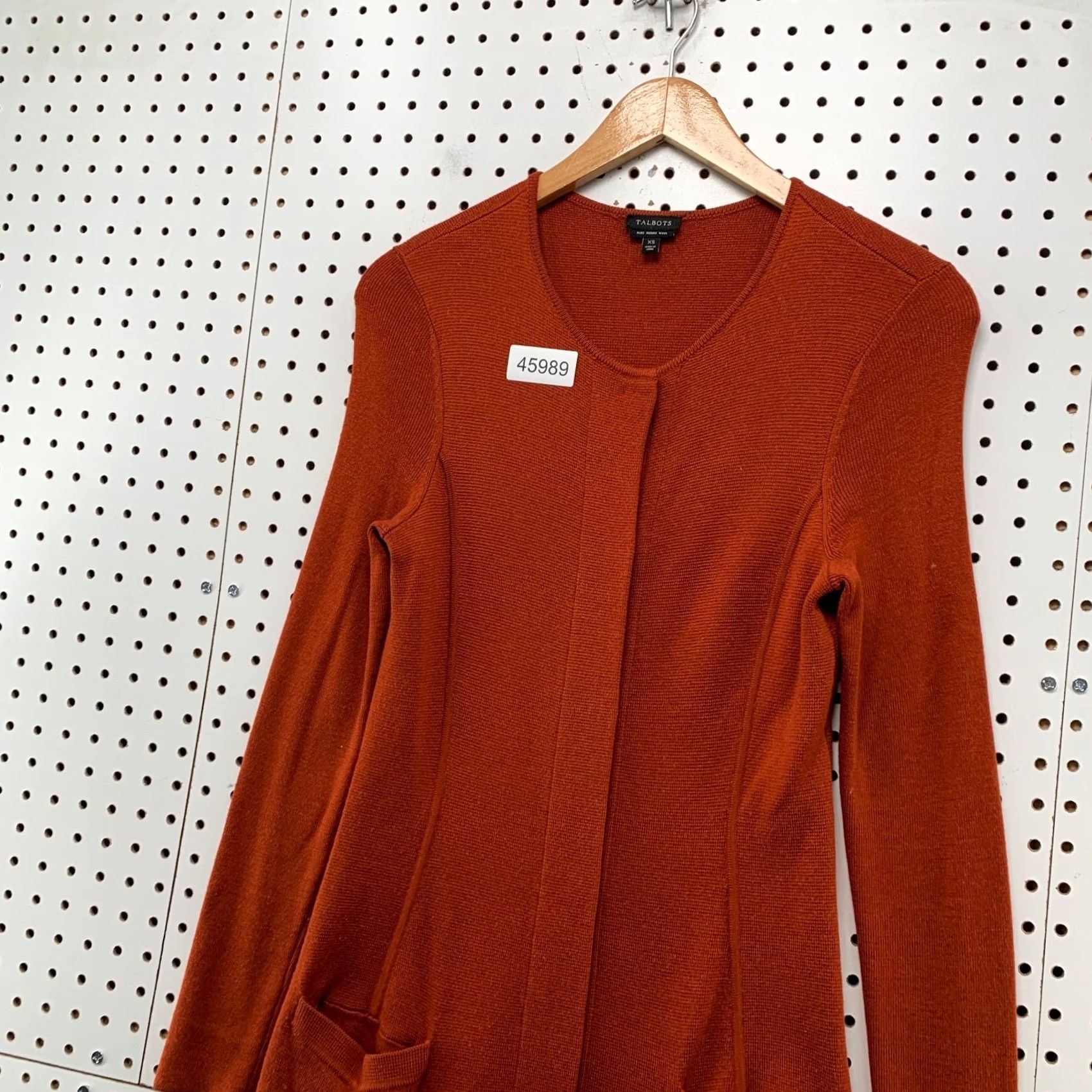 Talbots Talbot Cardigan Sweater 100% Merino Wool Womens XS Burnt Orange Pockets Size XS / US 0-2 / IT 36-38 - 4 Thumbnail