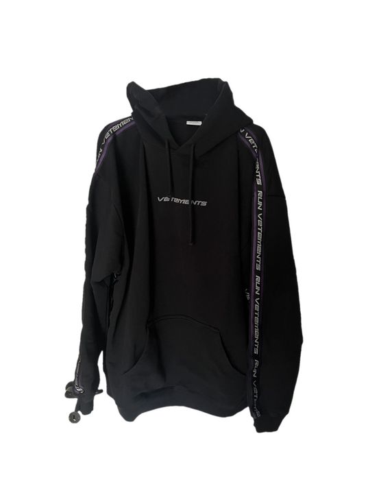 Vetements VETEMENTS “RUN VETEMENTS” TAPE HOODIE | Grailed