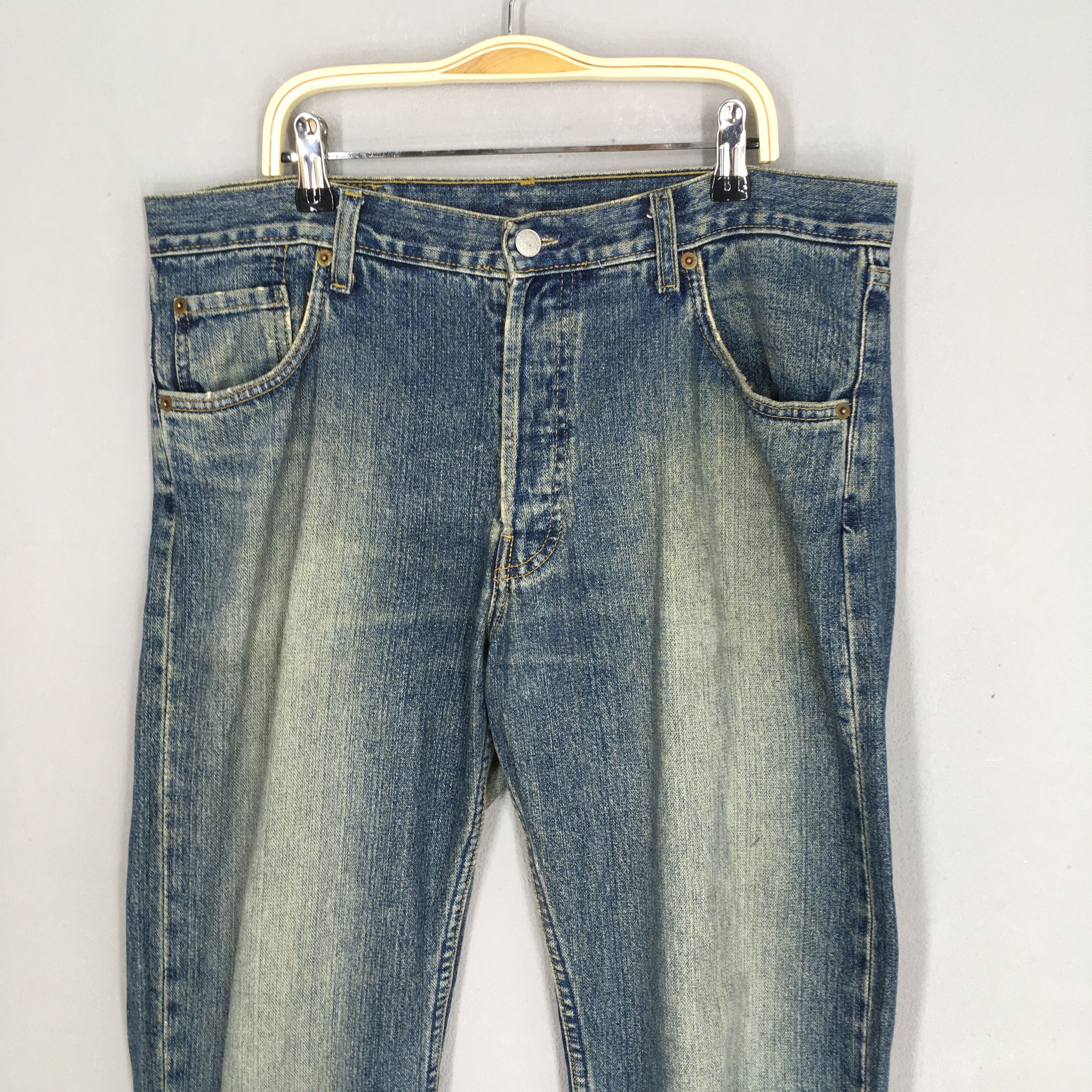 Jean Size 33x33 Vintage Y2K Levi's 501 Faded Blue Jeans Size US 33 - 2 Thumbnail