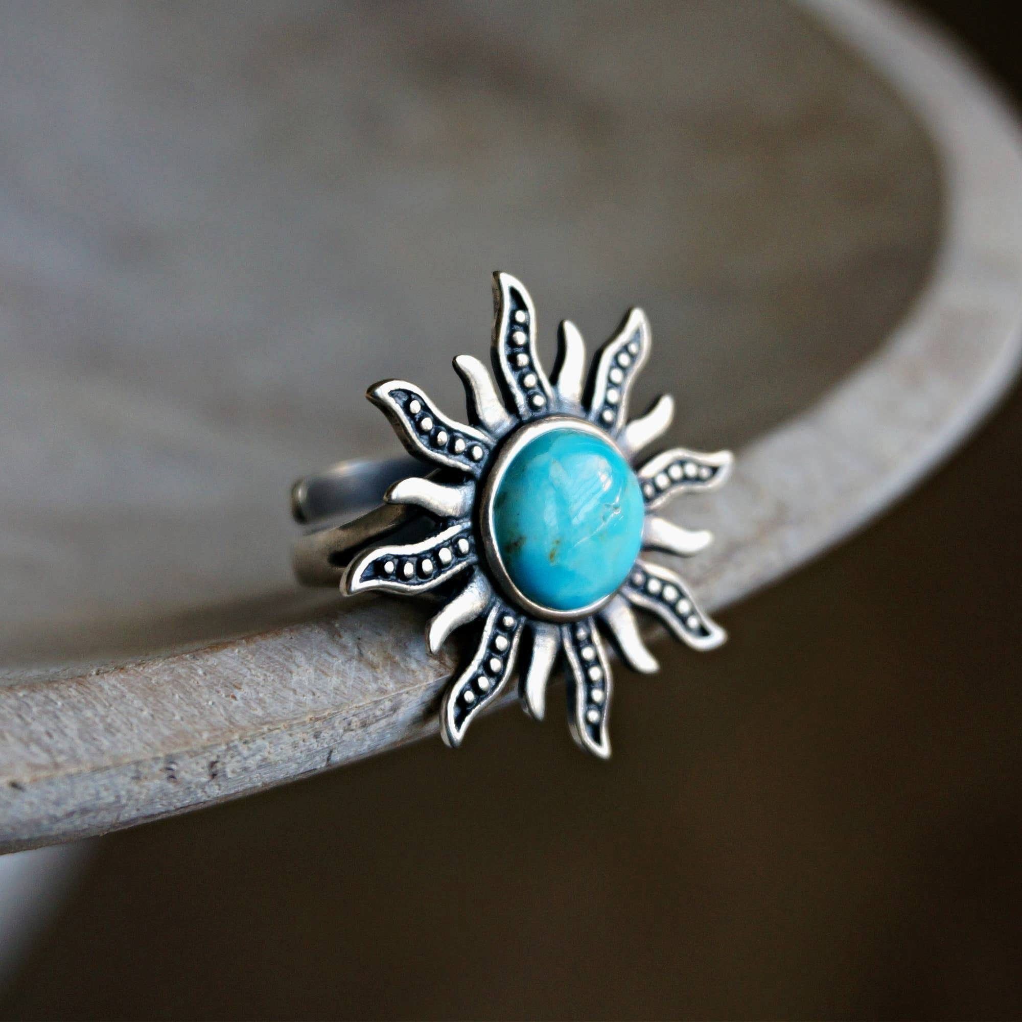 Other Turquoise Sunburst Cuff Ring in Sterling Silver - Native Ame Size ONE SIZE - 4 Thumbnail