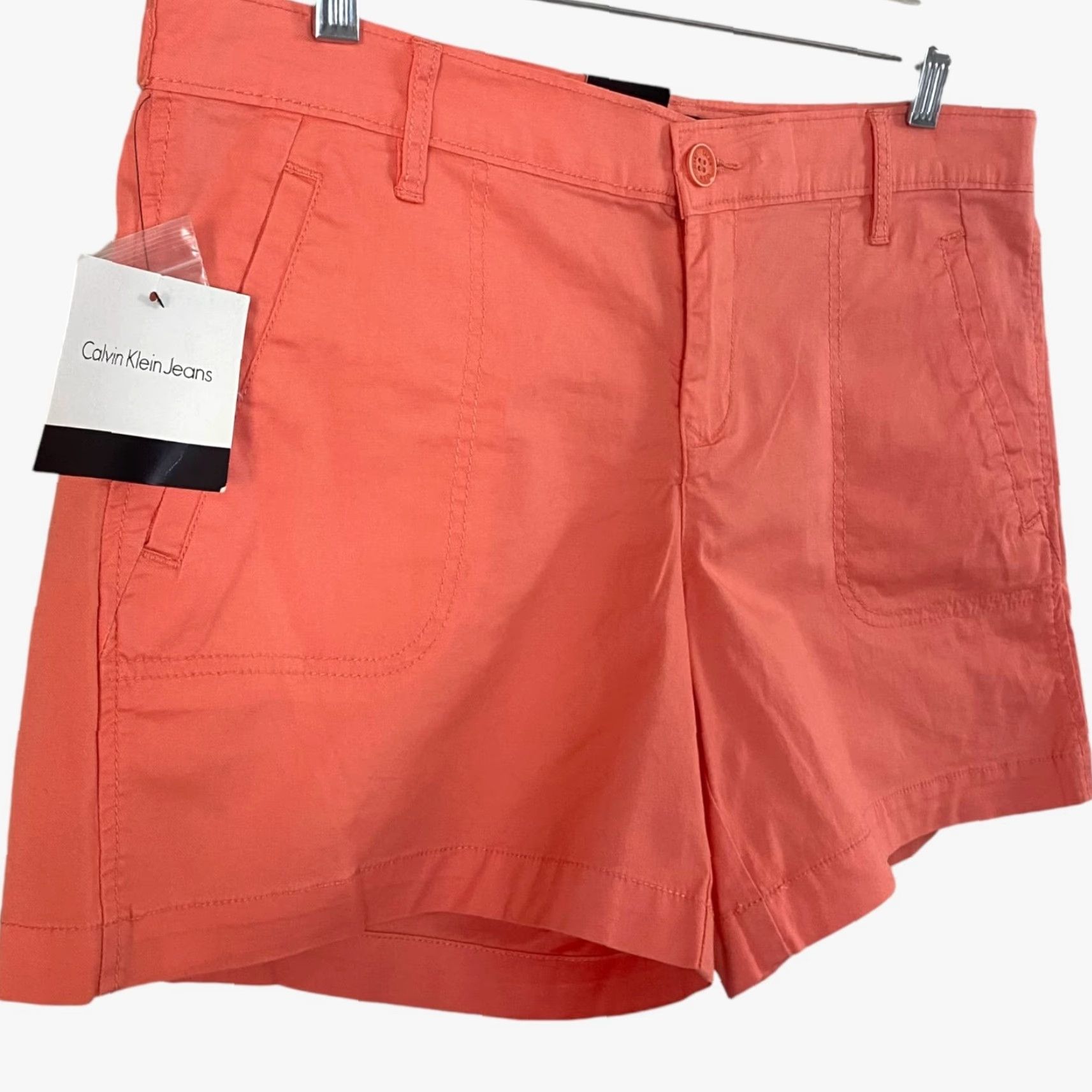 Vintage Calvin Klein Jeans Stretch Chino 4-Pocket Shorts Orange Women's 10 Casual New Size 32" / US 10 / IT 46 - 3 Thumbnail