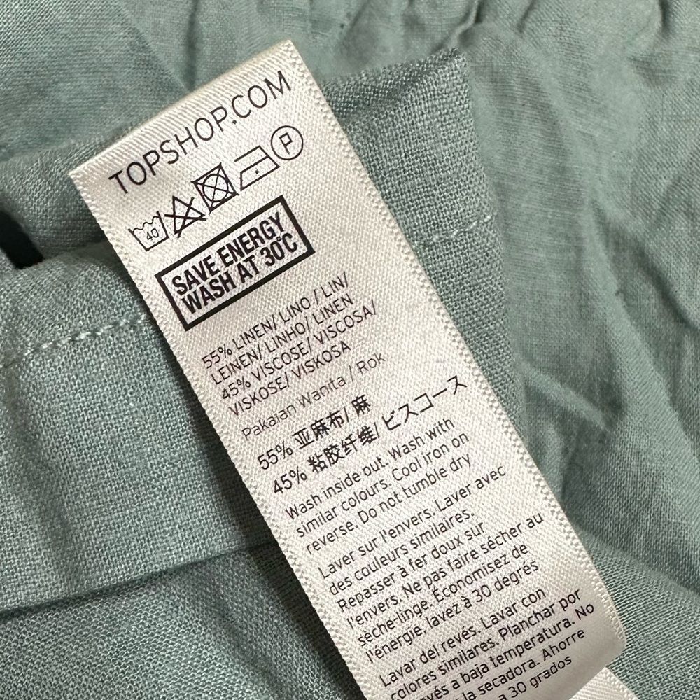 Topshop Topshop Pale Mint Green Linen Paper Bag Button up Mini Skirt Size 26" / US 2 / IT 38 - 9 Thumbnail