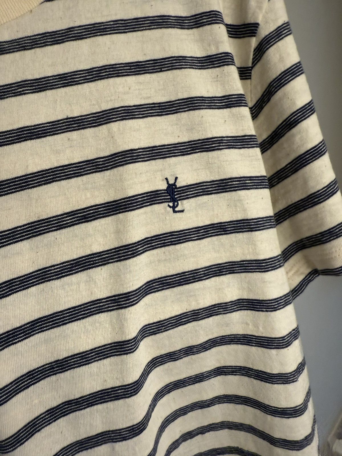 Saint Laurent Paris $620 Saint Laurent STRIPED CASSANDRE T-SHIRT IN JERSEY Size US L / EU 52-54 / 3 - 15 Thumbnail