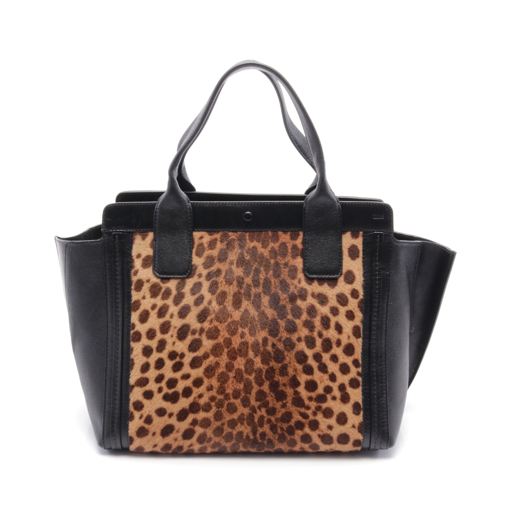 Chloe Chloe Allison Handbag Leopard Unborn Calf Leather Brown Black Size ONE SIZE - 1 Thumbnail