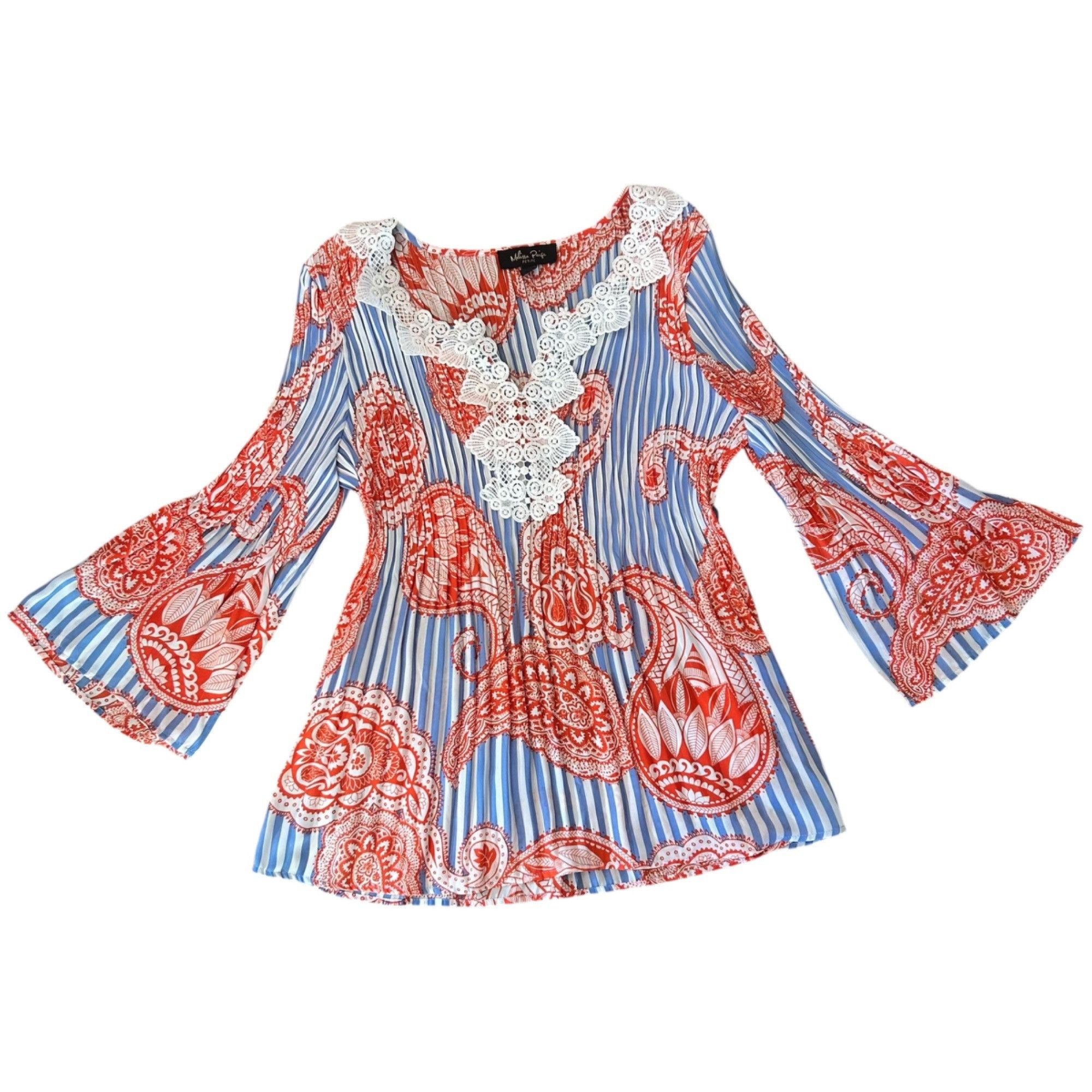 Other Melissa Paige Petite Boho Accordion Pleated Paisley Striped Size M / US 6-8 / IT 42-44 - 1 Thumbnail