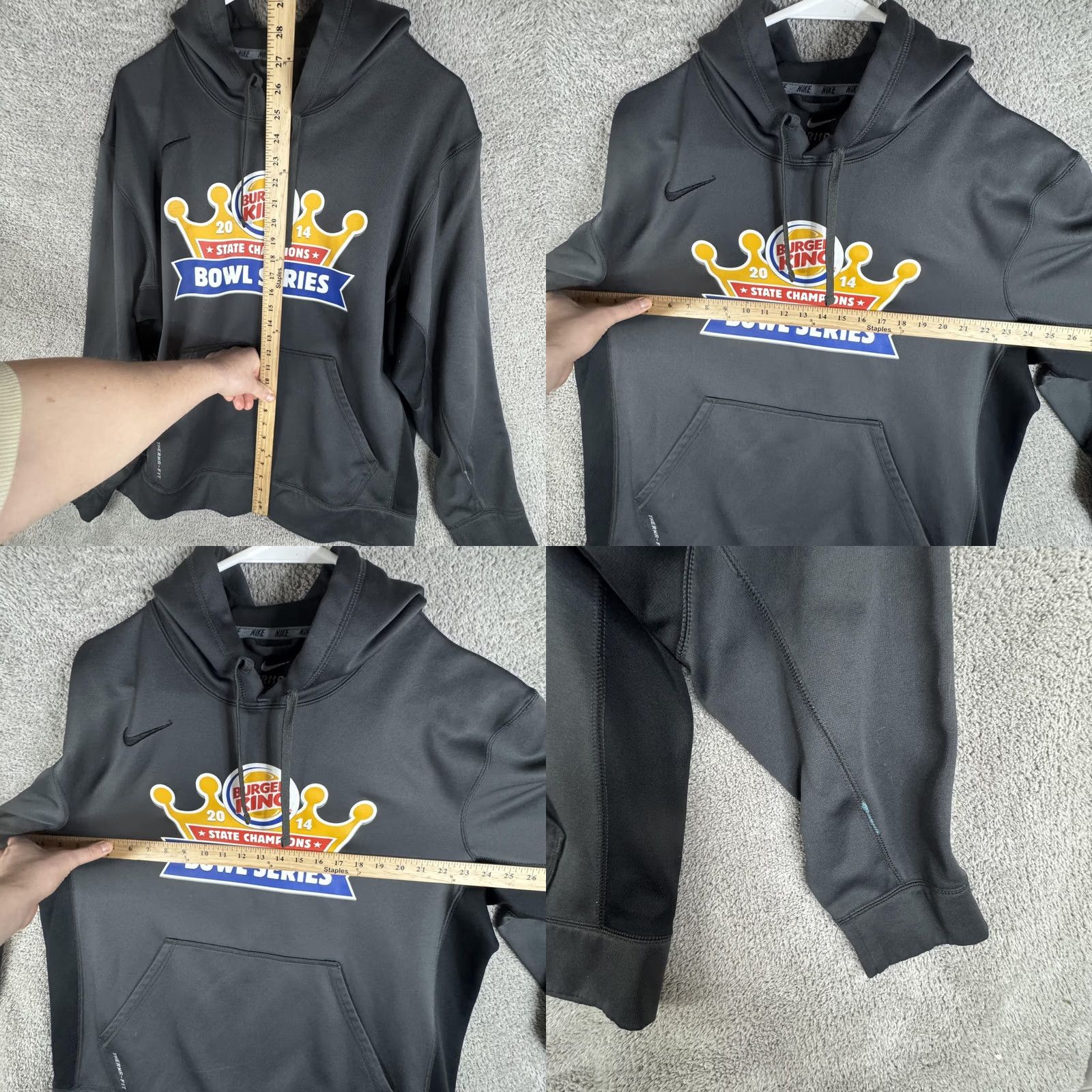 Nike Nike Therma-FIT Hoodie Mens XL Gray Burger King Bowl Fleece Pullover Sweatshirt Size US XL / EU 56 / 4 - 8 Thumbnail