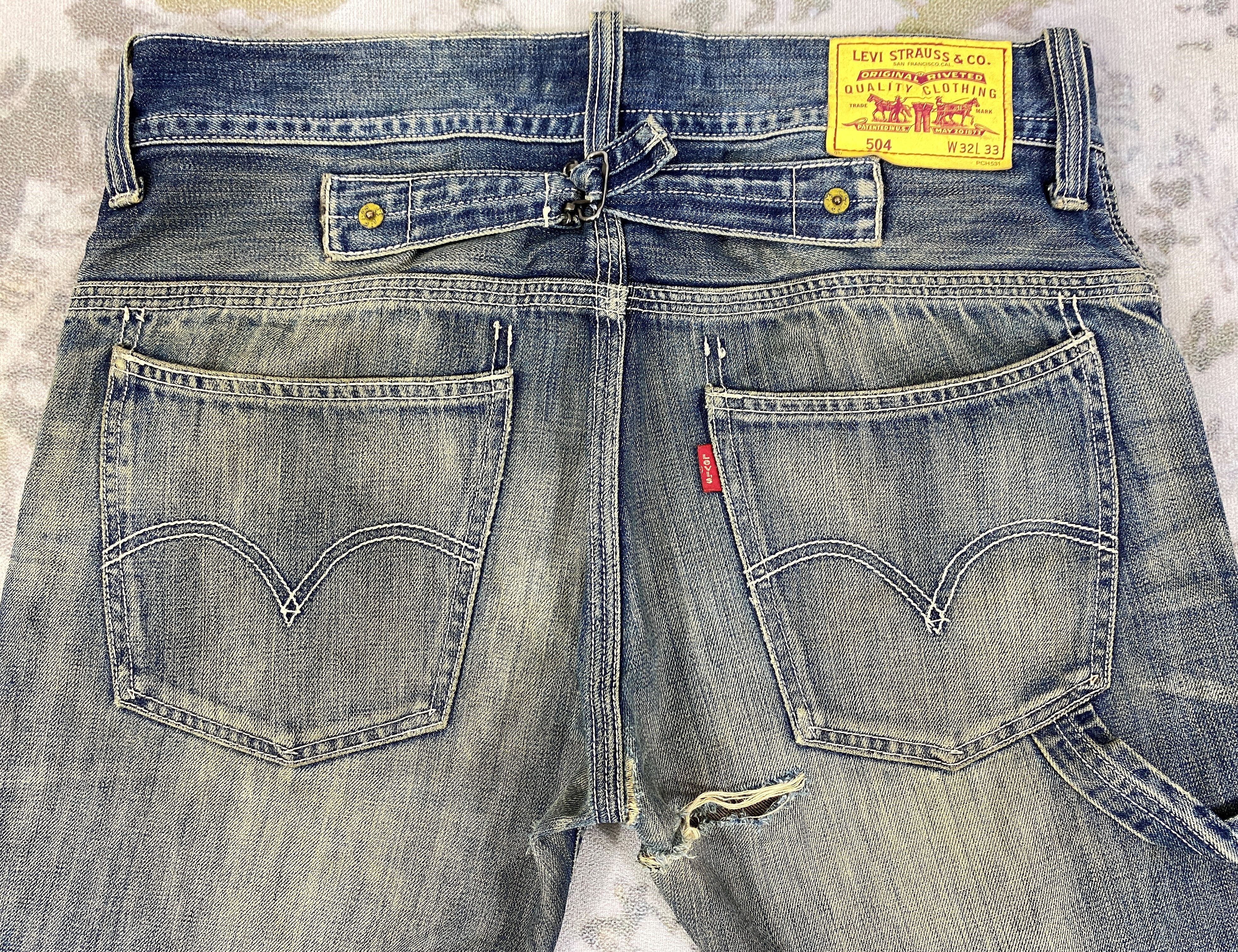Levi's Dirty Blue Vintage Levi's 504 Jeans 35x28.5 Denim -SJ152 Size US 35 - 4 Thumbnail