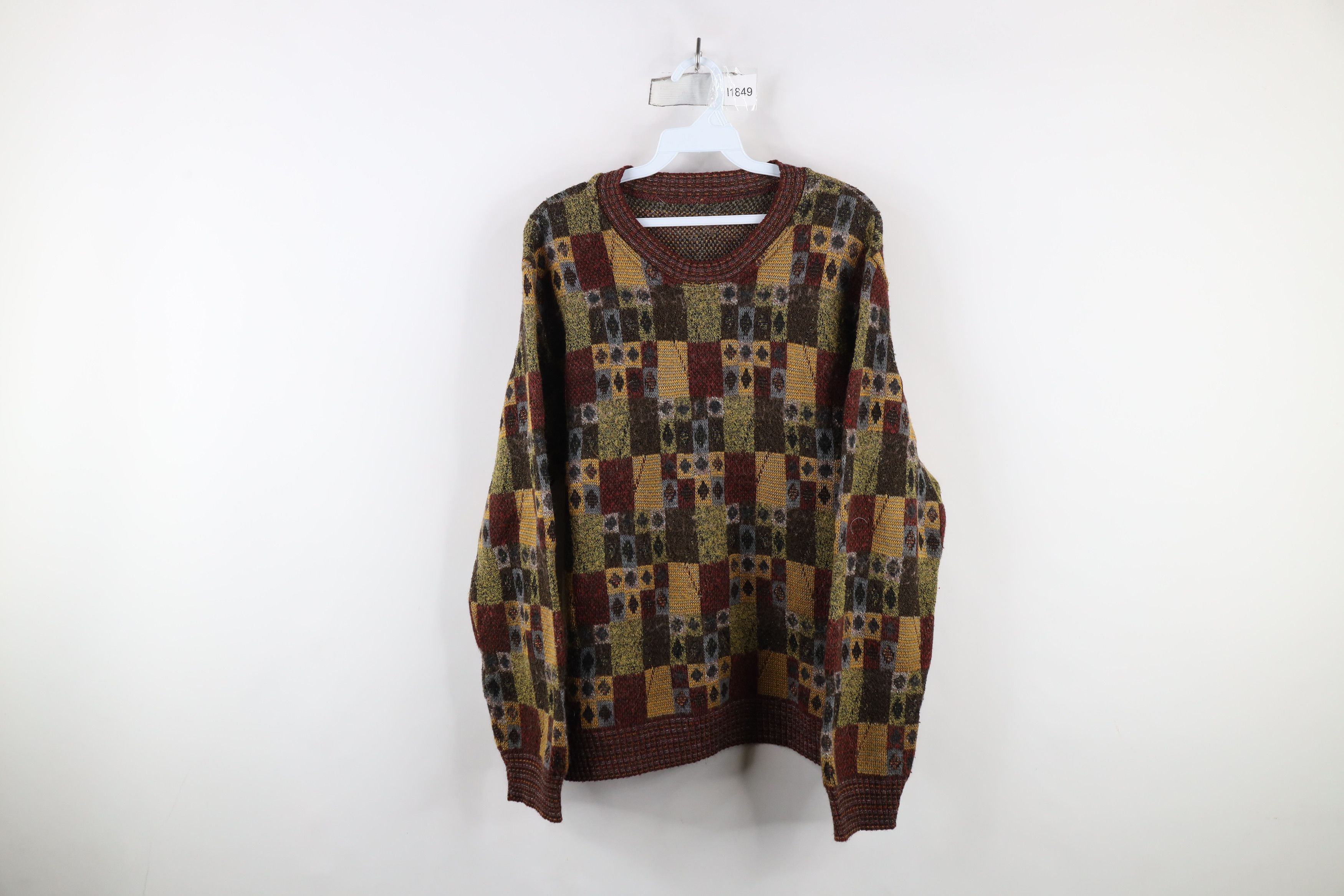 Vintage Vintage 90s Coogi Style Rainbow Checkered Knit Sweater Size US L / EU 52-54 / 3 - 1 Thumbnail