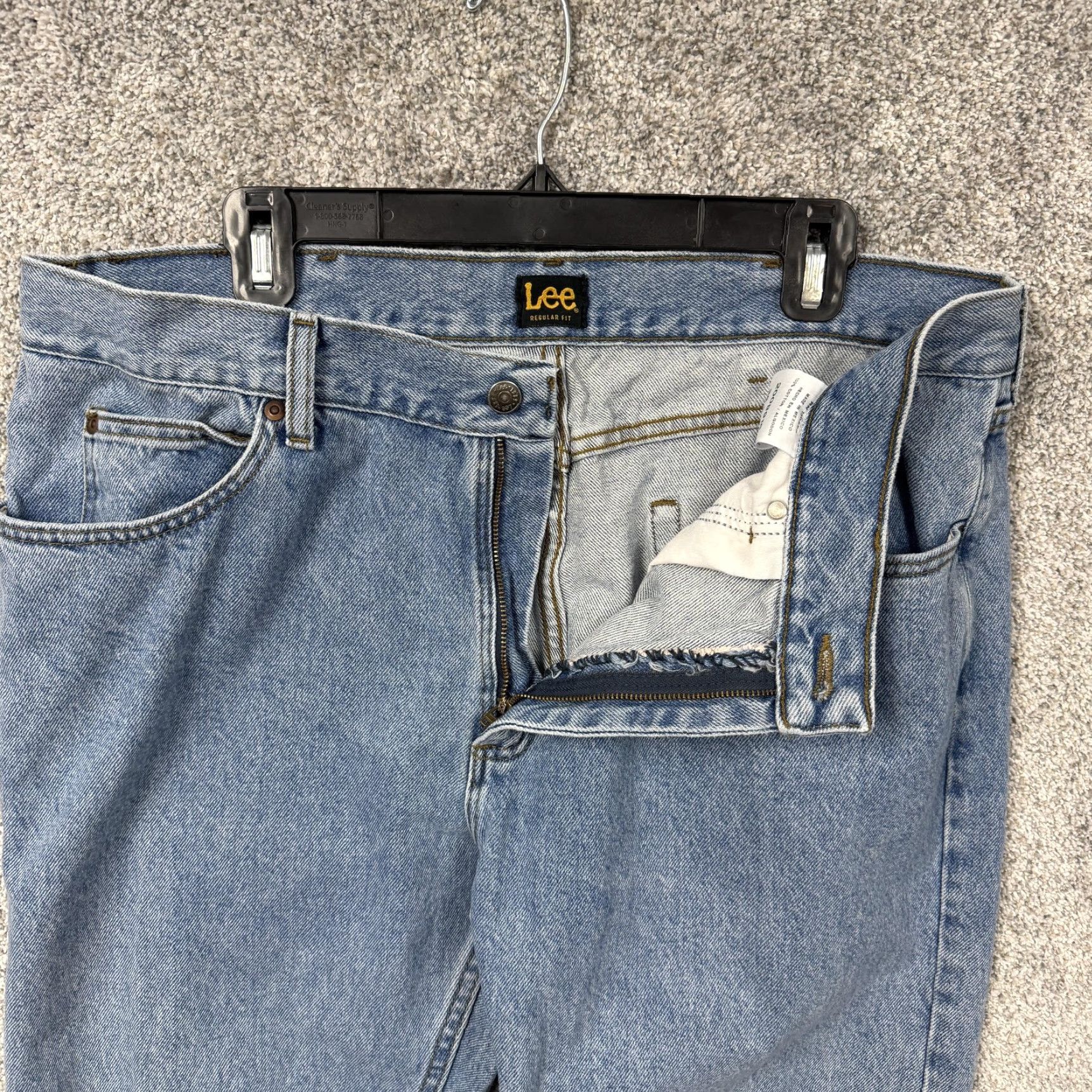 Lee Lee Jeans Mens 38x31 Blue Denim Regular Fit Straight Leg - 5-Pocket Design, Button Zip, Cotton, Casual Men’s Jeans Size US 38 / EU 54 - 6 Thumbnail
