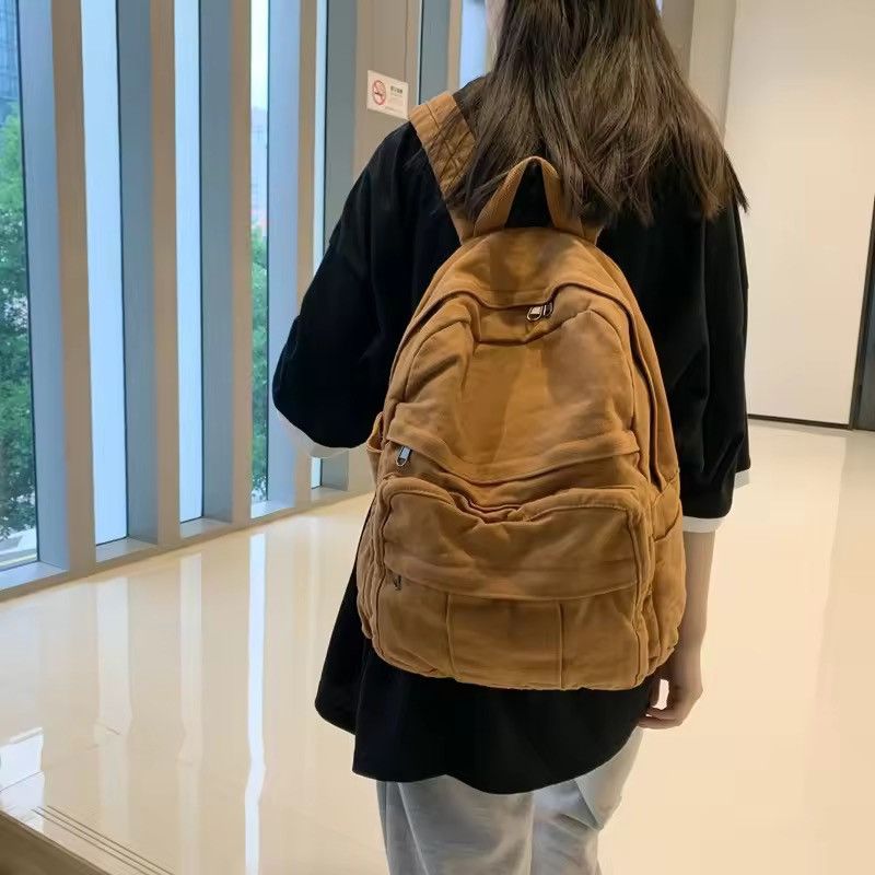 Japanese Brand Heavyweight Canvas Multi-Pocket Backpack Size ONE SIZE - 2 Thumbnail