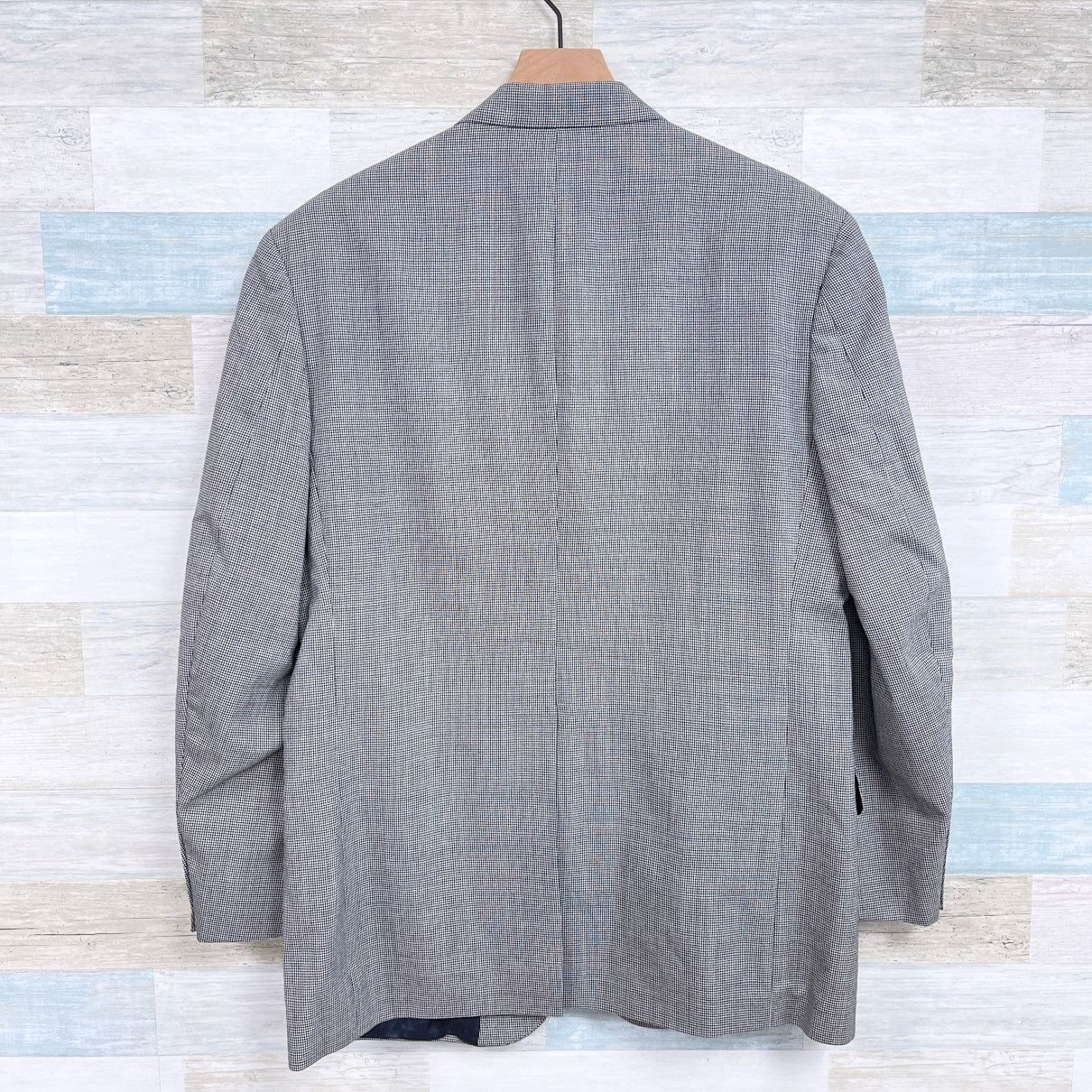 Lands End Worsted Wool Houndstooth Sport Coat Gray 40R
