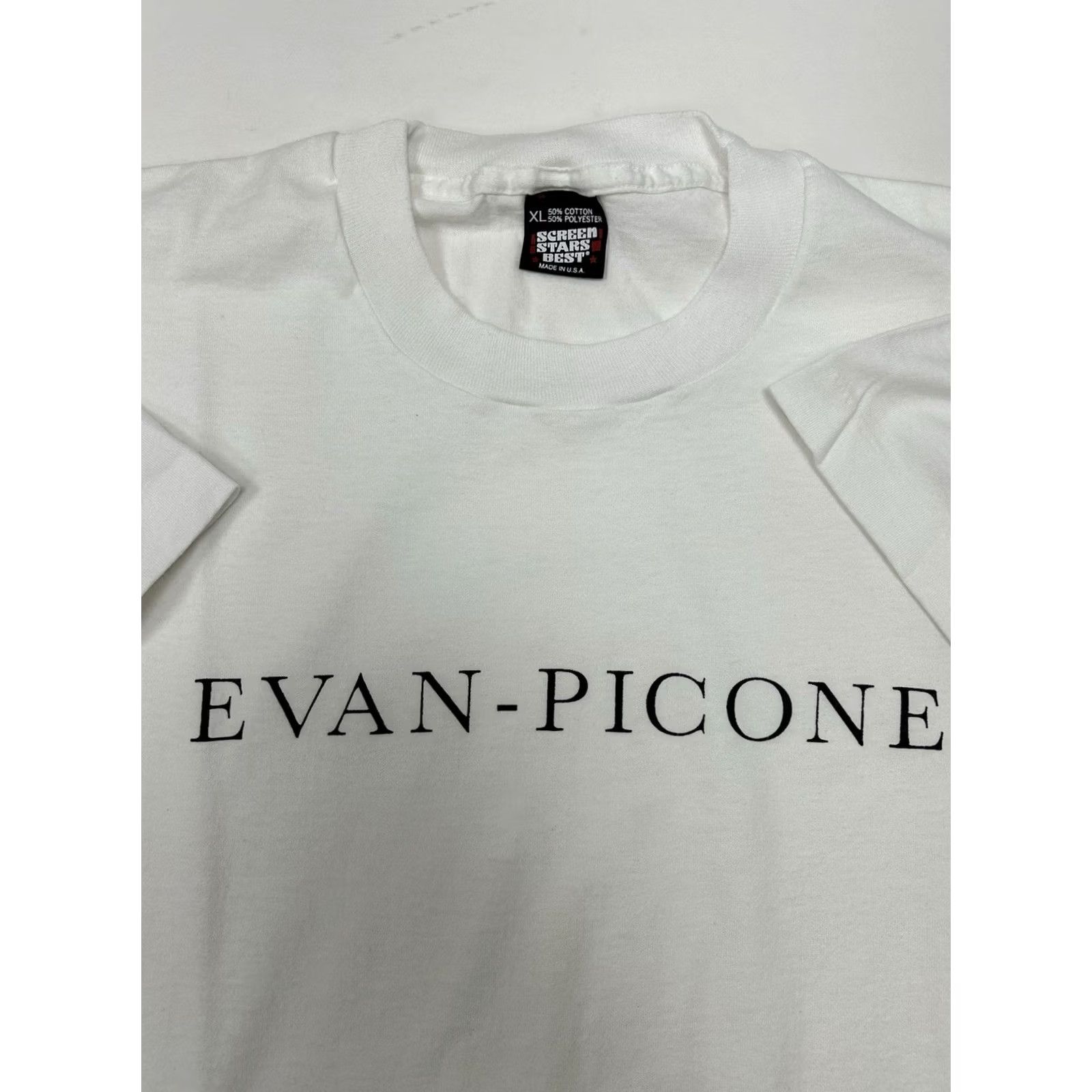 Evan Picone VINTAGE Evan Picone Shirt Adult XL White USA Spellout Brand Promo Tee Rare Screen Stars Tag 90s Size US XL / EU 56 / 4 - 2 Thumbnail