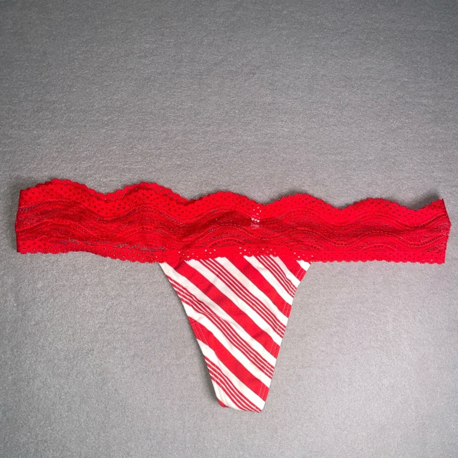 Victoria's Secret Victoria’s Secret Thong Panty Candy Stripes NEW Medium Size ONE SIZE - 8 Thumbnail
