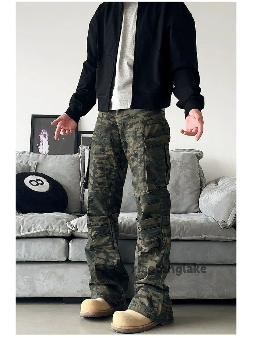 Designer × Vintage washed faded utility skate hiphop pleated cargo pants Size US 34 / EU 50 - 2 Thumbnail