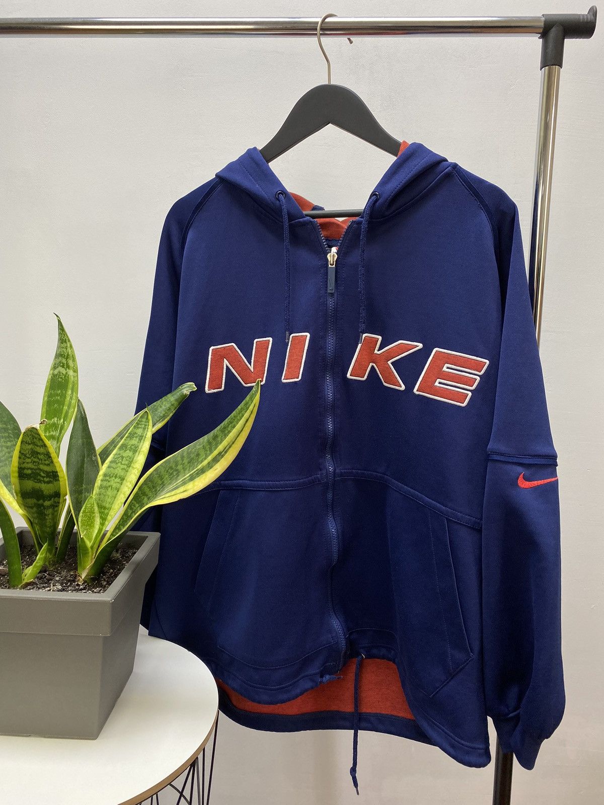 Nike × Vintage 90s NIKE Zip HOODED Y2k CENTRAL HOODIE Size US L / EU 52-54 / 3 - 1 Thumbnail