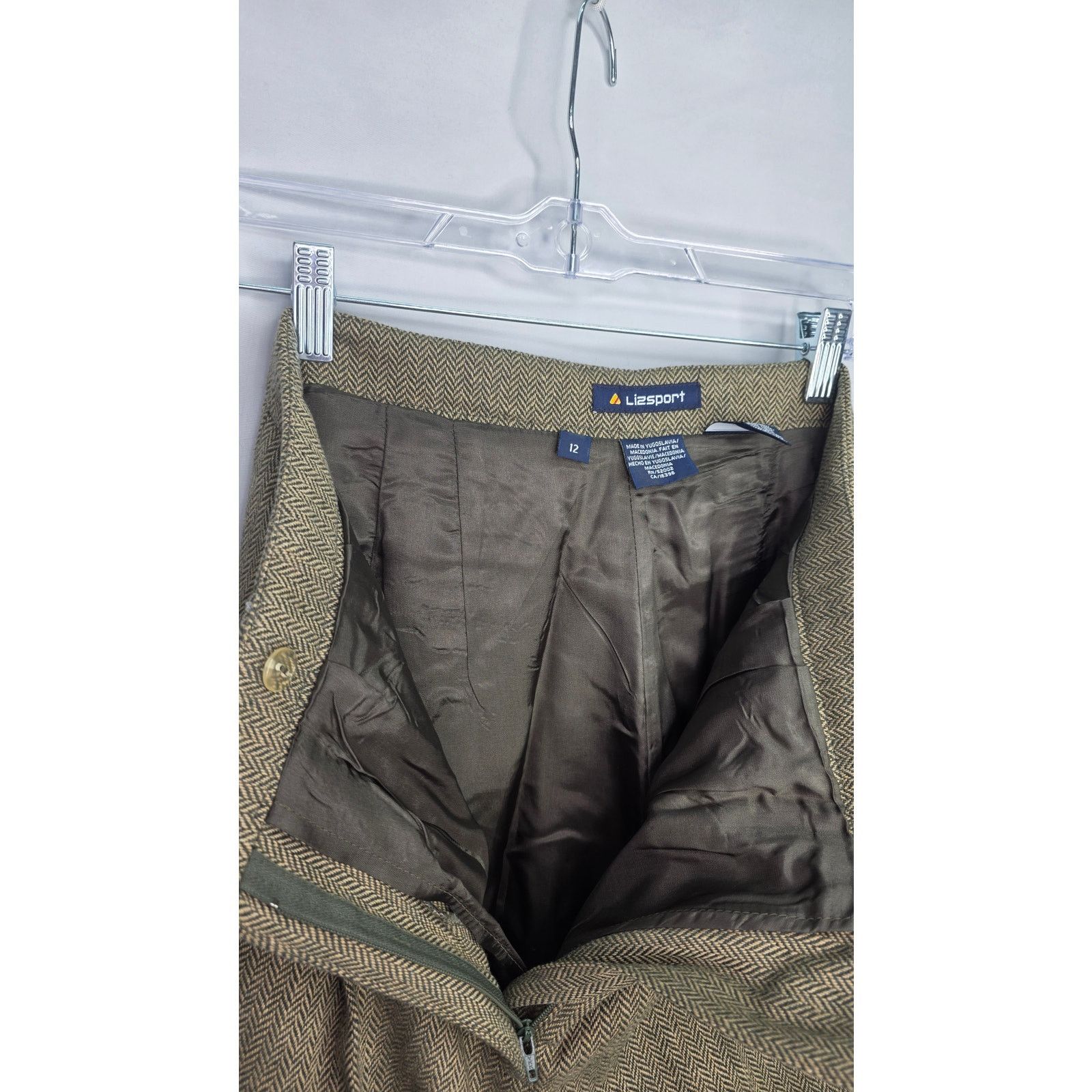 Liz Claiborne Vintage Liz Claiborne Wool Blend Pants Herringbone Brown Size 34" / US 12 / IT 48 - 8 Thumbnail