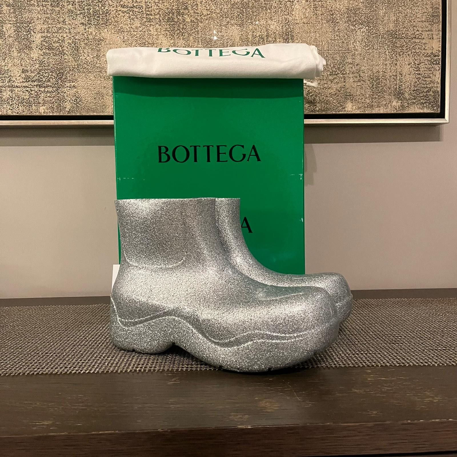 Bottega Veneta o1rshd1 Puddle Ankle Boots Spark Rubber in Silver Size US 9 / EU 42 - 7 Thumbnail