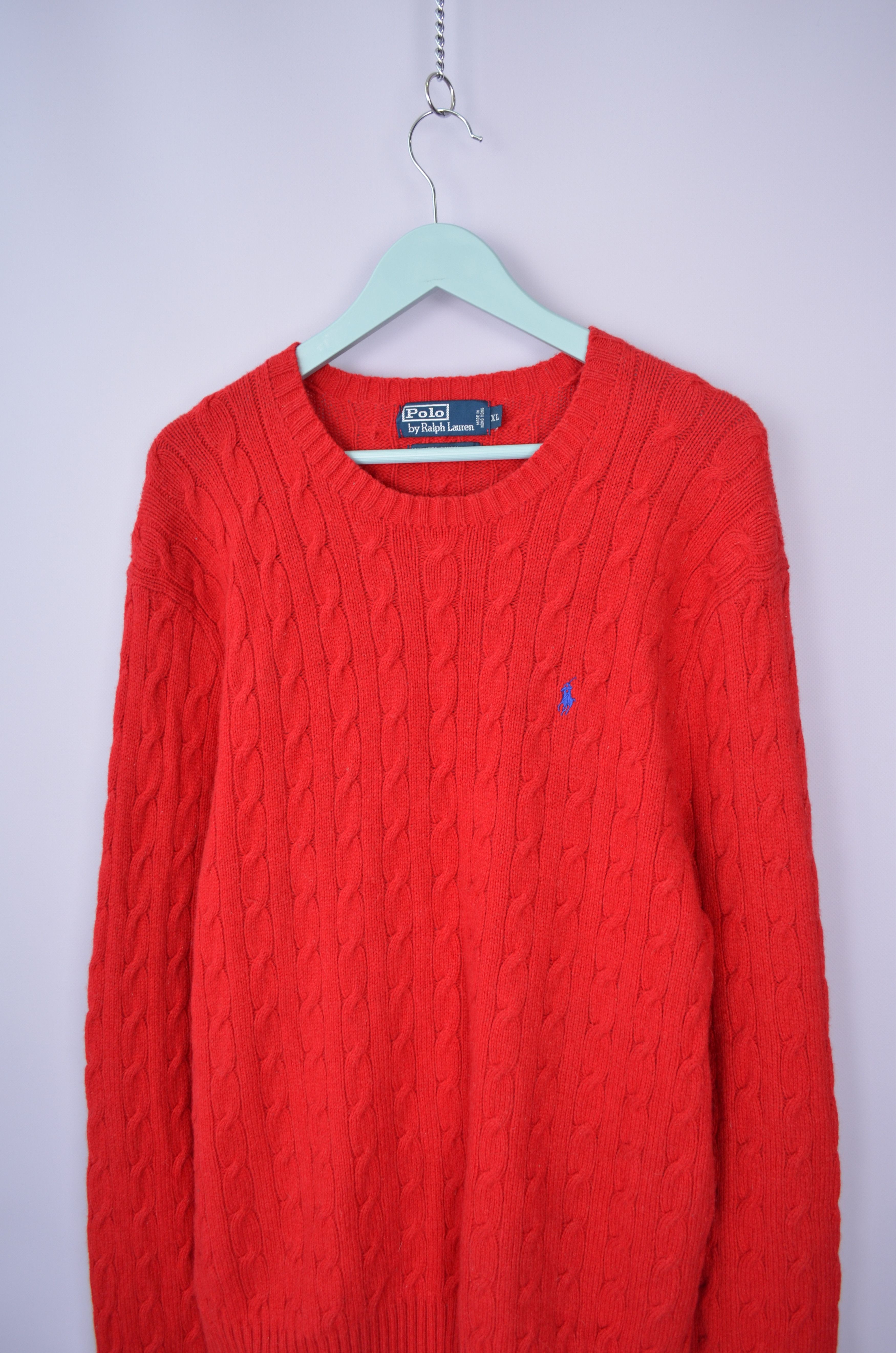 Polo Ralph Lauren Cable Knit Red Wool/Angora Sweater Jumper