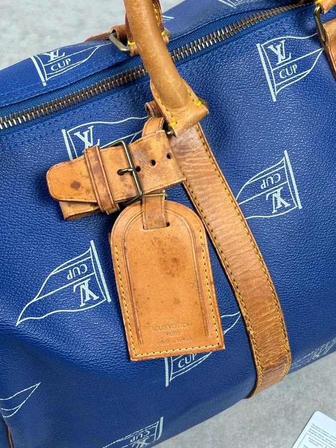 Louis Vuitton 1992 Louis Vuitton LV Cup Falgs Keepall 45 Blue Regatta Blue Leather Travel Bag Size ONE SIZE - 14 Thumbnail