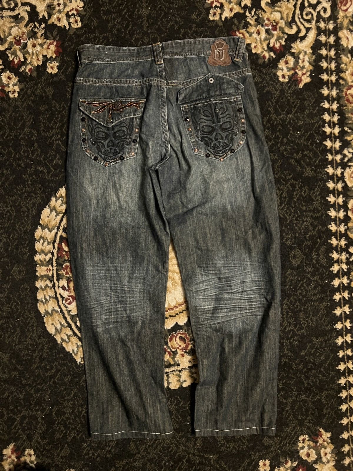 Ecko Unltd. Ecko Black Jeans with Skulls Size US 34 / EU 50 - 1 Thumbnail