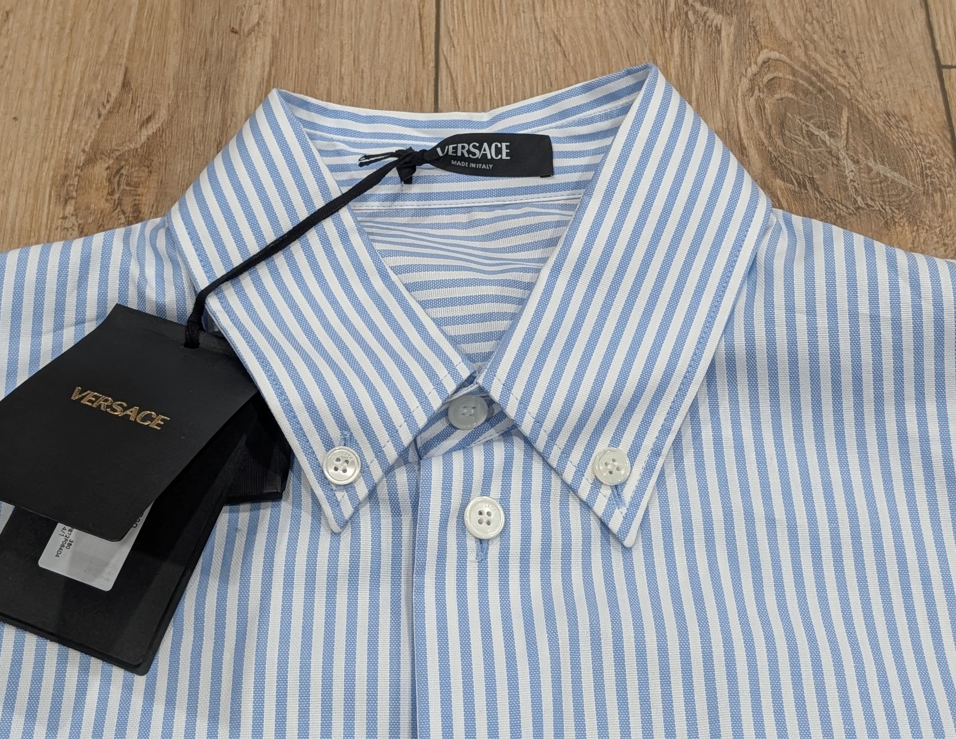Versace VERSACE Striped LS Button Up Shirt Light Blue 50 Size US M / EU 48-50 / 2 - 2 Thumbnail
