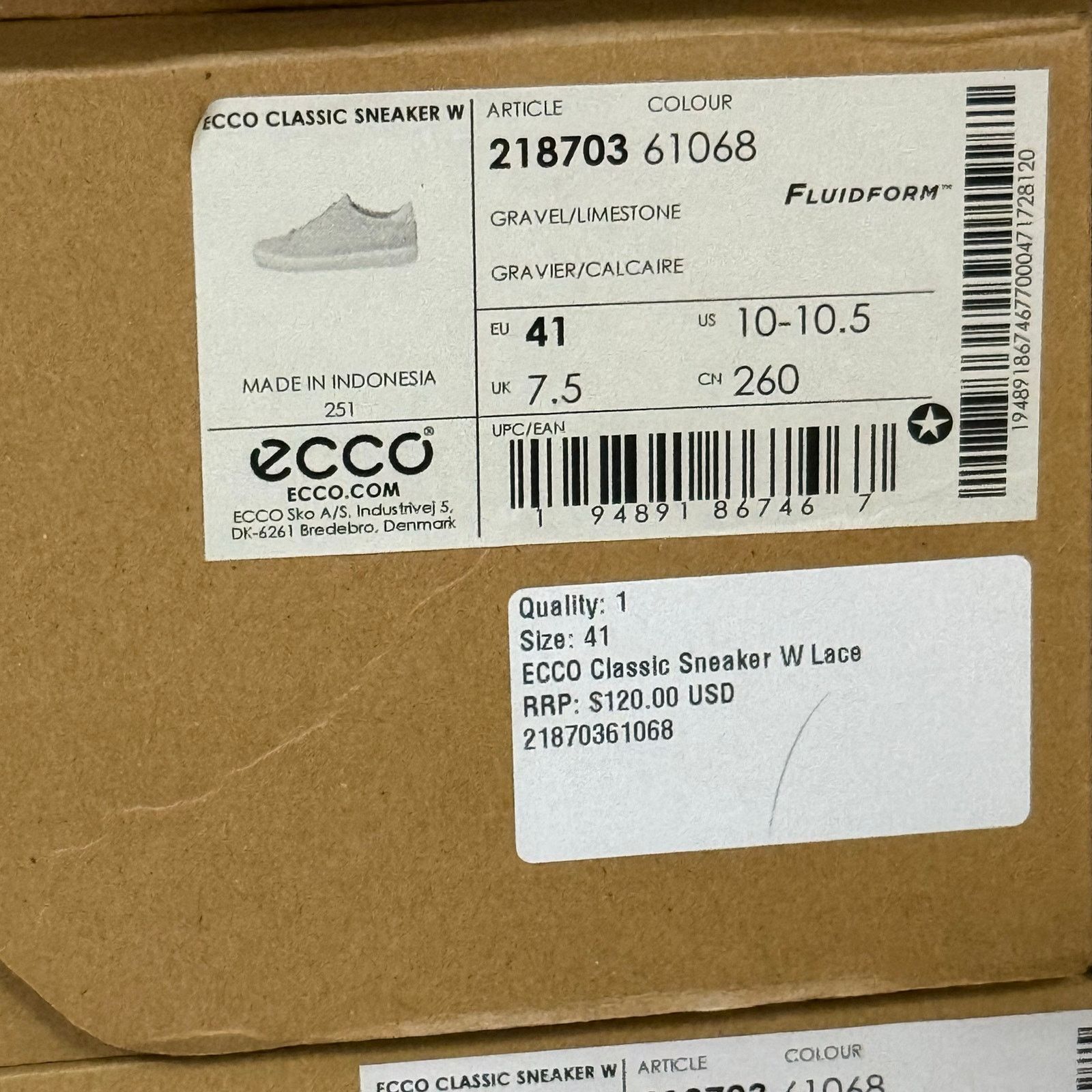 Ecco ECCO WOMEN'S 41 CLASSIC SNEAKER LIMESTONE/GRAVEL LEATHER Size US 10 / IT 40 - 5 Thumbnail