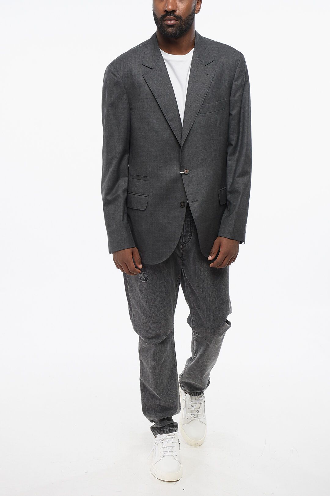 Brunello Cucinelli og1mm0725 Virgin Wool Half-lined Blazer in Dark Grey Size US XL / EU 56 / 4 - 4 Thumbnail