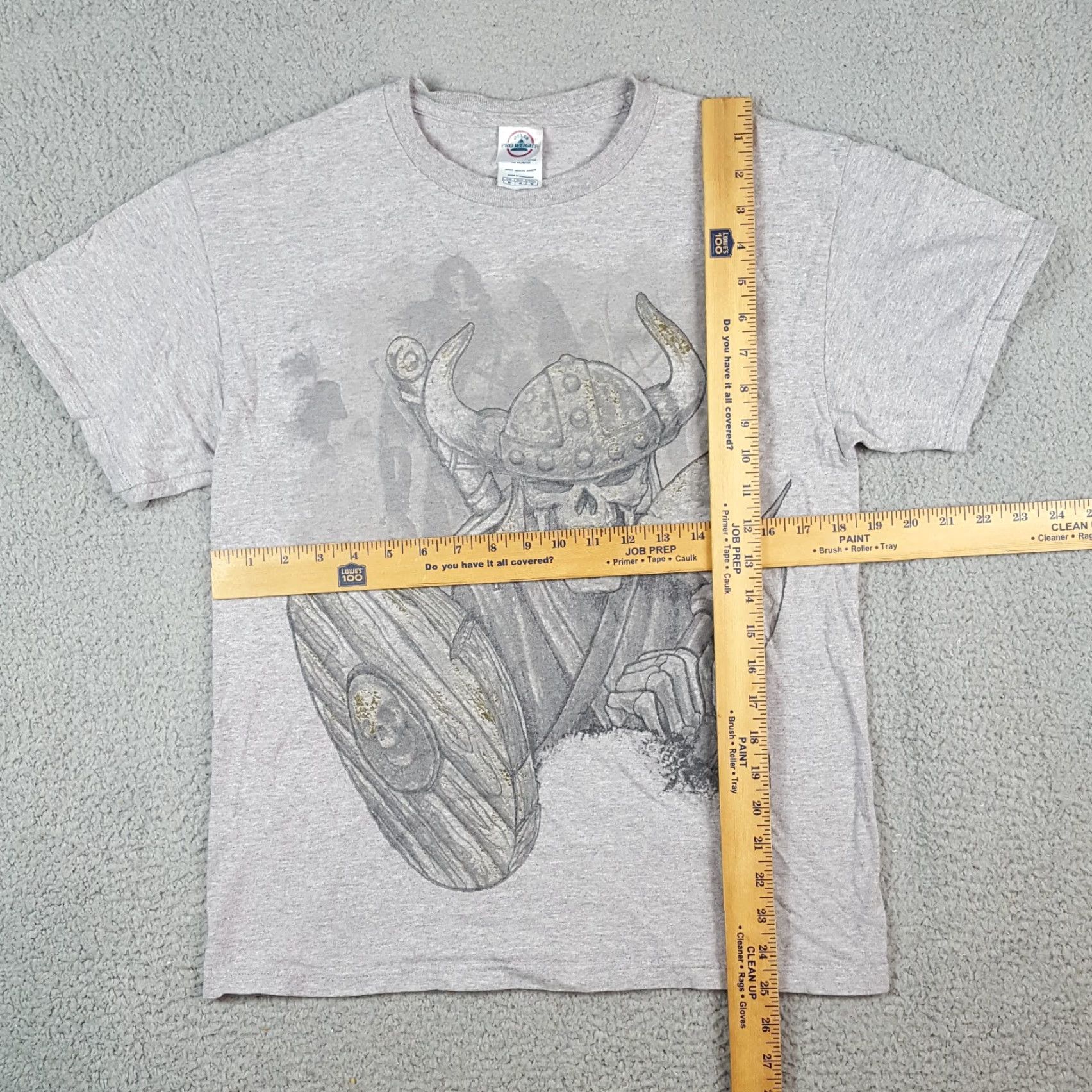 Delta VINTAGE Delta T-Shirt Mens Small Beige Cotton Skeleton Viking Warrior Medieval 90s 00s Retro Y2K Shirt Size US S / EU 44-46 / 1 - 7 Thumbnail