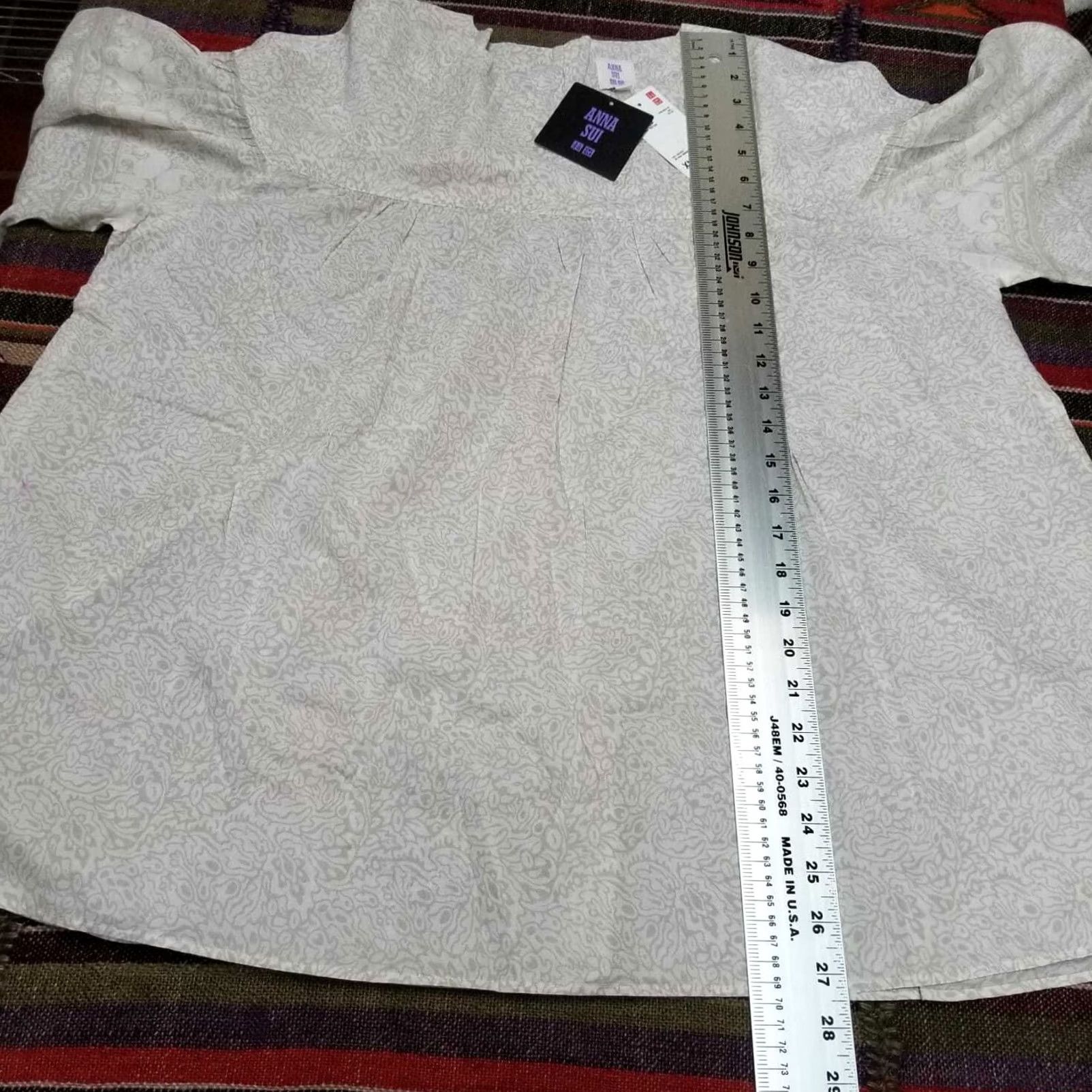 Uniqlo Uniqlo Anna Sui Womens XL Beige Boho Style Floral Print Cotton Long Sleeves Blouse Casual Size XL / US 12-14 / IT 48-50 - 7 Thumbnail