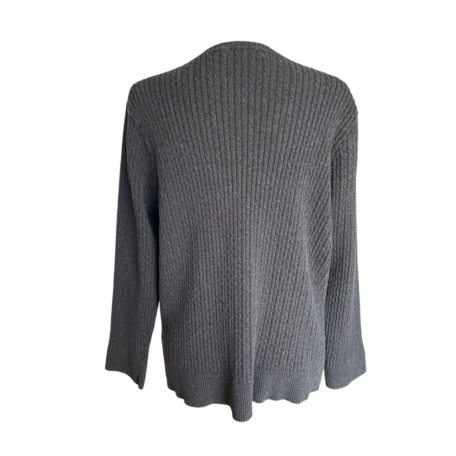 Other Pria Woman Cable Knit V-neck Gray Sweater Plus size 2X Size XXL / US 16-18 / IT 52-54 - 4 Thumbnail