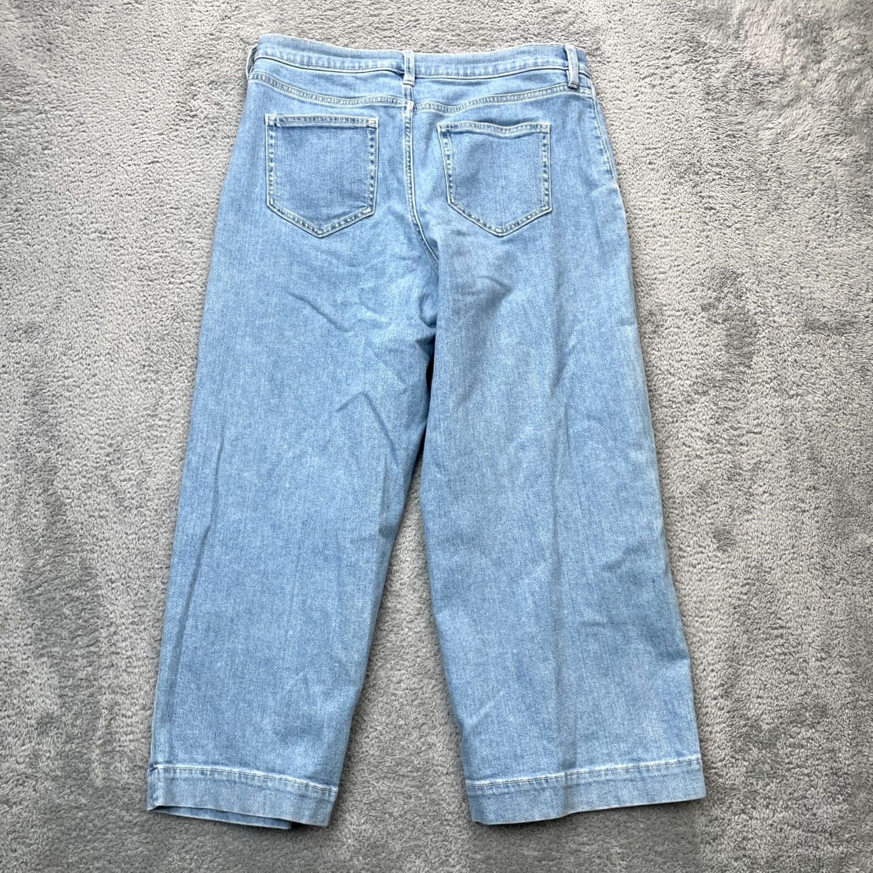 Lands' End Lands' End Jeans Womens 12 Blue Wide-Leg Cropped Denim Cotton Stretch Light Wash Regular Inseam 24in City Preppy Size 24" / US 00 / IT 34 - 2 Thumbnail