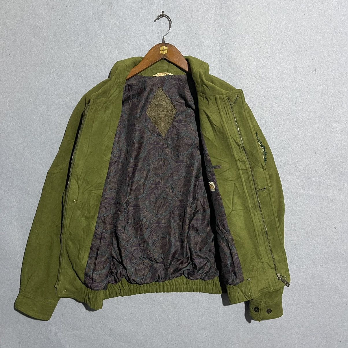 Lancel Vintage Lancel Paris Green Suede Bomber Jacket Made in Japan Size US L / EU 52-54 / 3 - 7 Thumbnail