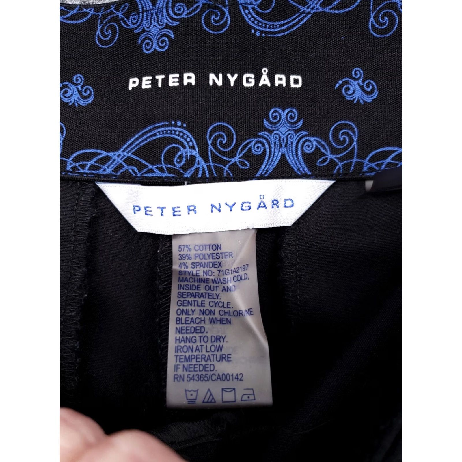 Vintage Peter Nygard Dress Pants Womens 8 Black Mid-Rise Straight Side Slit Flat Slacks Size 30" / US 8 / IT 44 - 3 Thumbnail