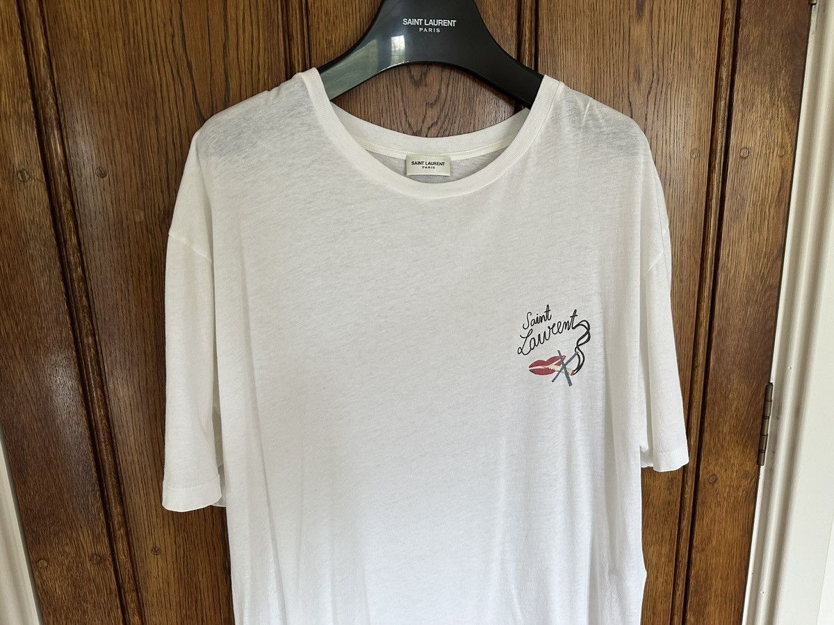 Saint Laurent Paris SS18 Saint Laurent white no smoking lips t shirt L Size US L / EU 52-54 / 3 - 9 Thumbnail