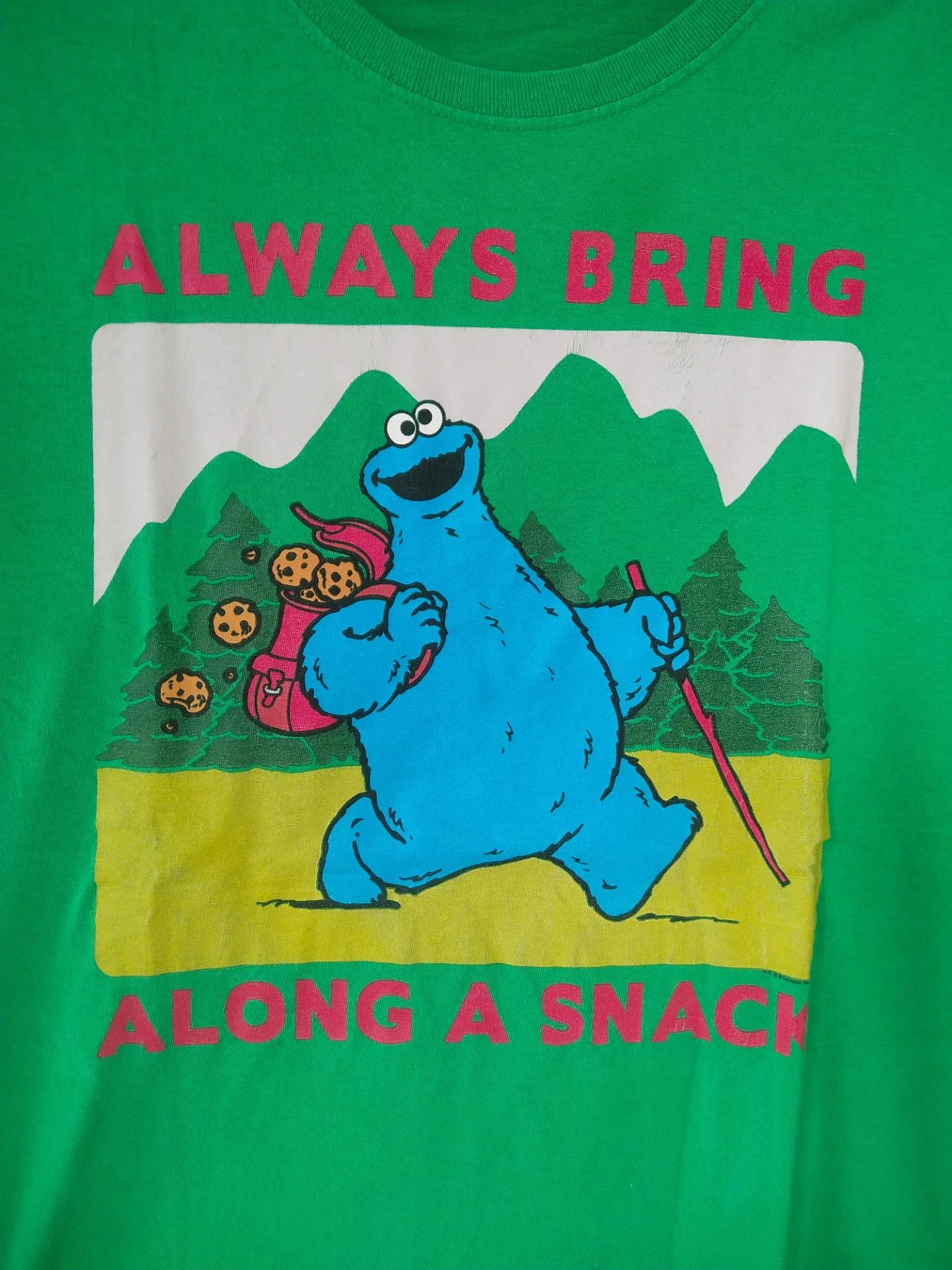 Anime Sesame Street Cookie Big Print Green Cartoon Tee Size US M / EU 48-50 / 2 - 2 Thumbnail