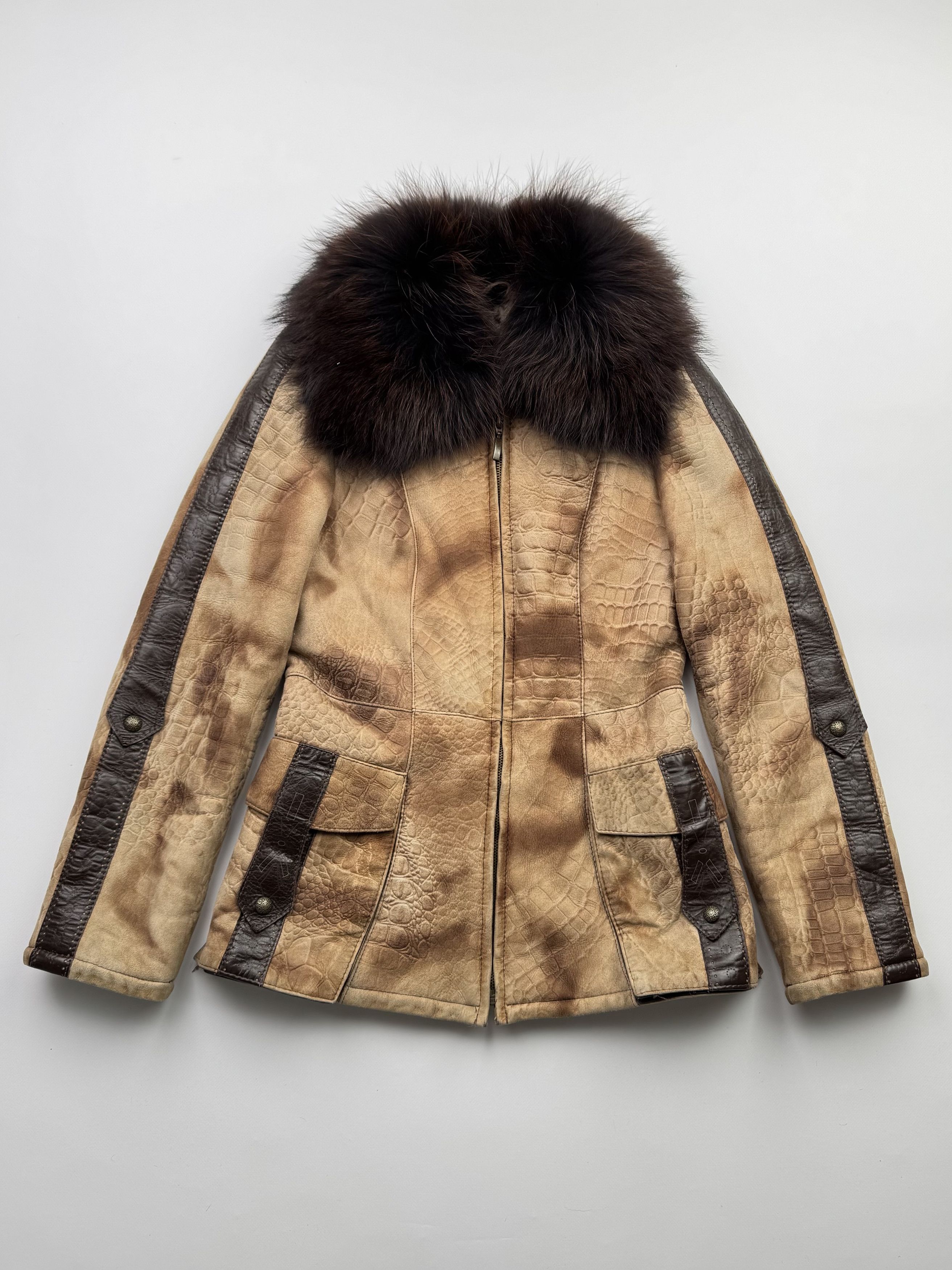 Vintage Vintage Faded Sheepskin Jacket With Fur Neck B230(V163)E2 Size XS / US 0-2 / IT 36-38 - 1 Thumbnail