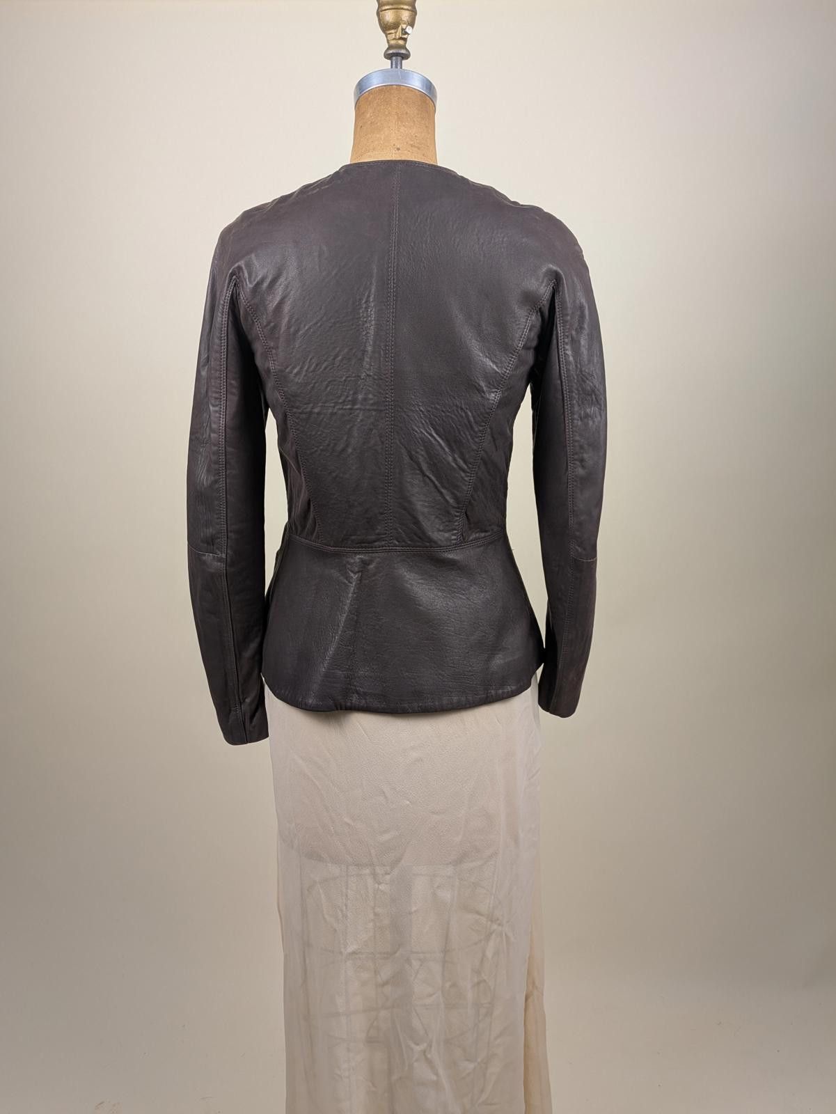 Theory Theory chocolate brown lamb leather moto jacket Size XS / US 0-2 / IT 36-38 - 3 Thumbnail