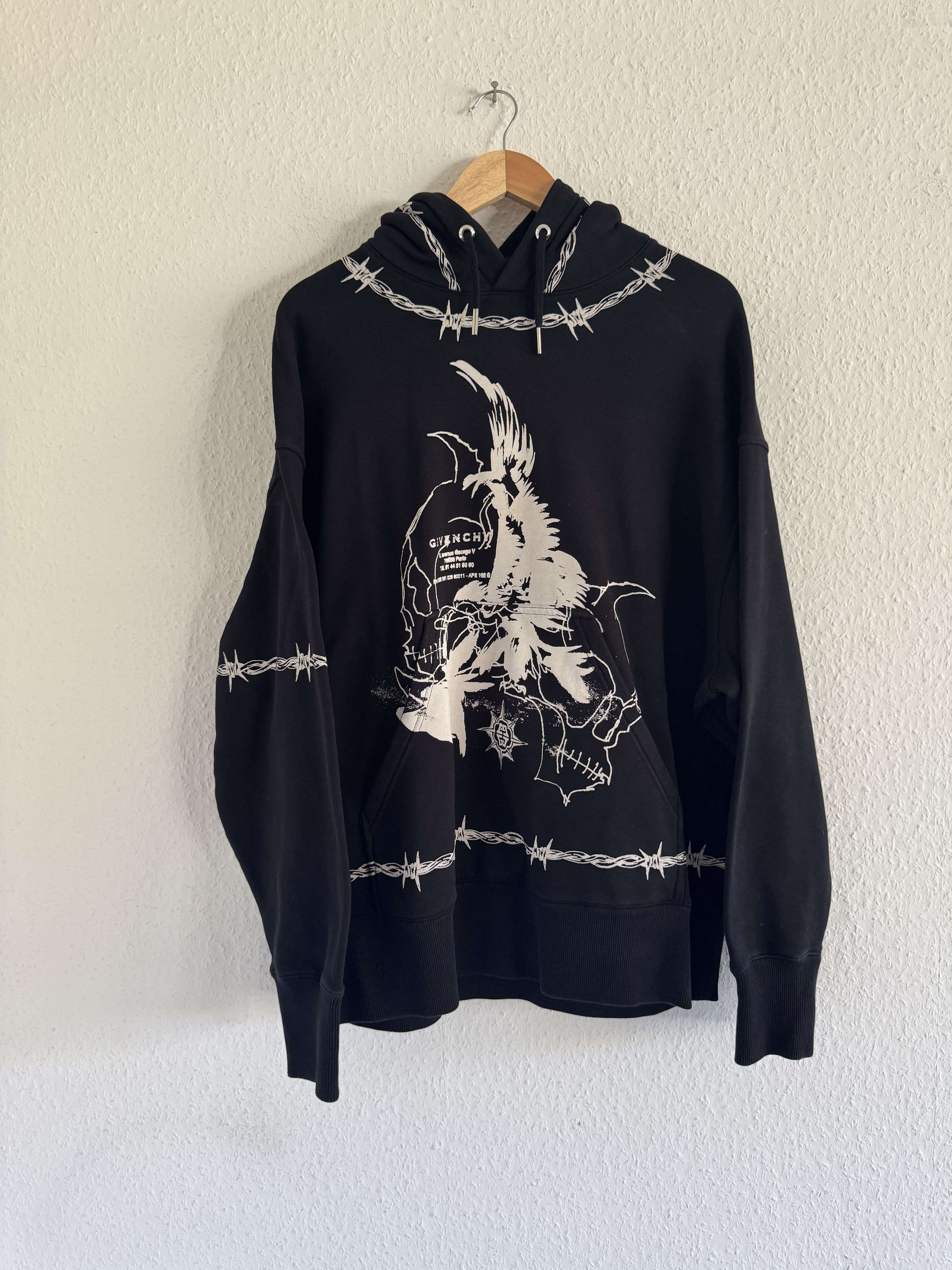 Givenchy Black Barbed Wire Eagle Oversized Hoodie Size US S / EU 44-46 / 1 - 2 Thumbnail