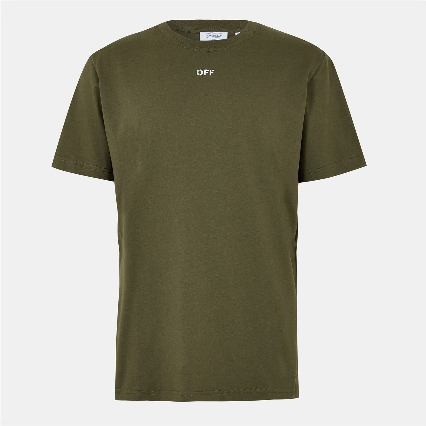 Off-White o1g2r1mq0226 Stamp T-Shirt In Olive Green Size US XL / EU 56 / 4 - 1 Thumbnail