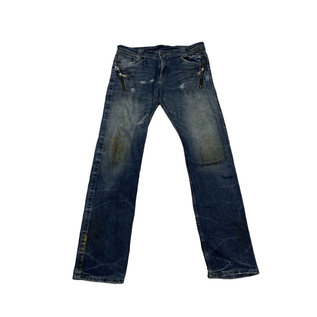 14th Addiction × If Six Was Nine × Le Grande Bleu (L.G.B.) Trashed Japanese Brand Ratle Trap Distress Denim Size US 32 / EU 48 - 3 Thumbnail