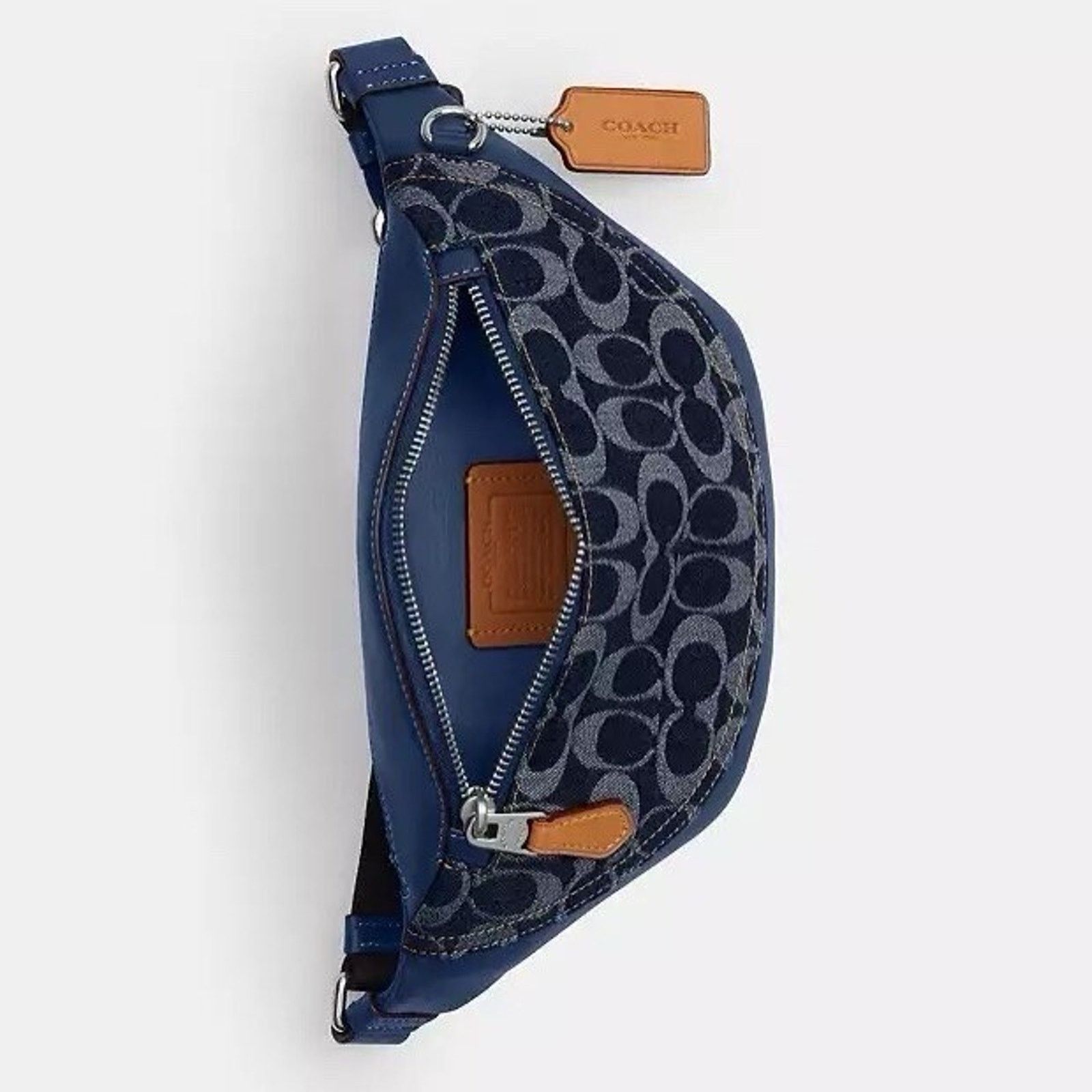 Coach NWT Coach Warren Mini Belt Bag Denim CY886 Silver/Deep Blue Size ONE SIZE - 8 Thumbnail
