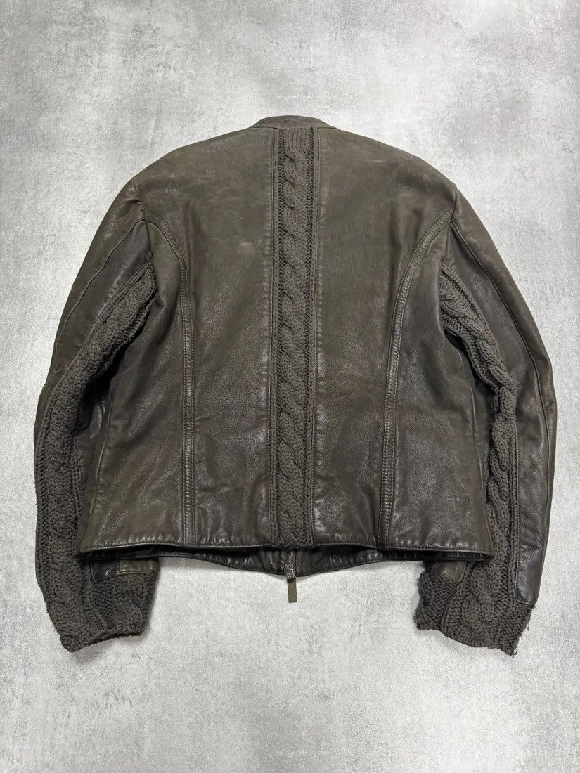 Emporio Armani × Vintage AW2009 Emporio Armani Brown Leather Wool Embelishments Jacket Size US L / EU 52-54 / 3 - 2 Thumbnail