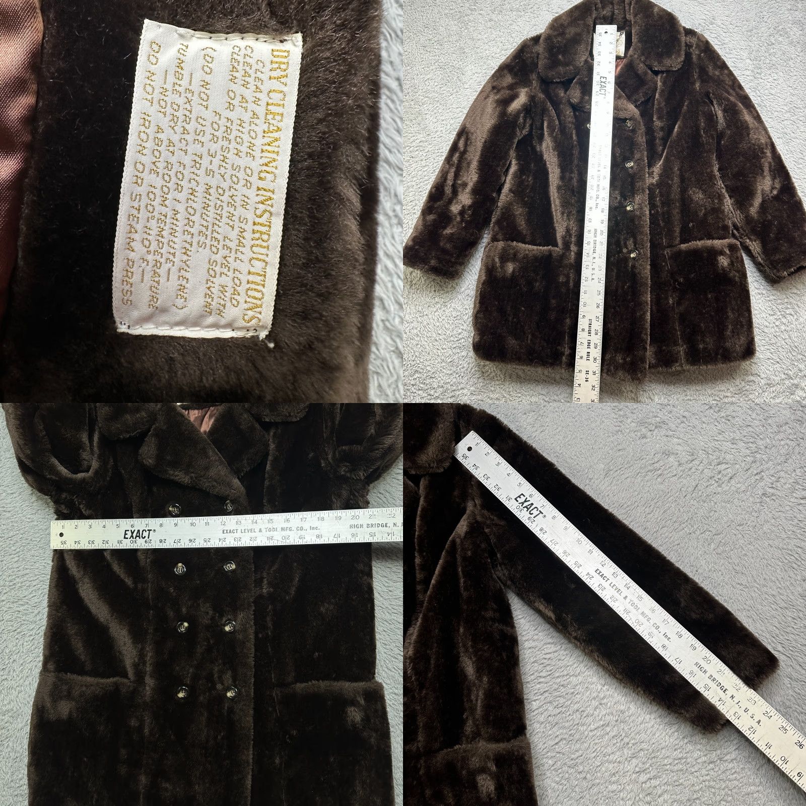 Vintage VINTAGE International World of White Stag Coat Womens S-M Dark Brown Faux Fur Double Breasted Jacket/Coat with Pockets Size S / US 4 / IT 40 - 8 Thumbnail