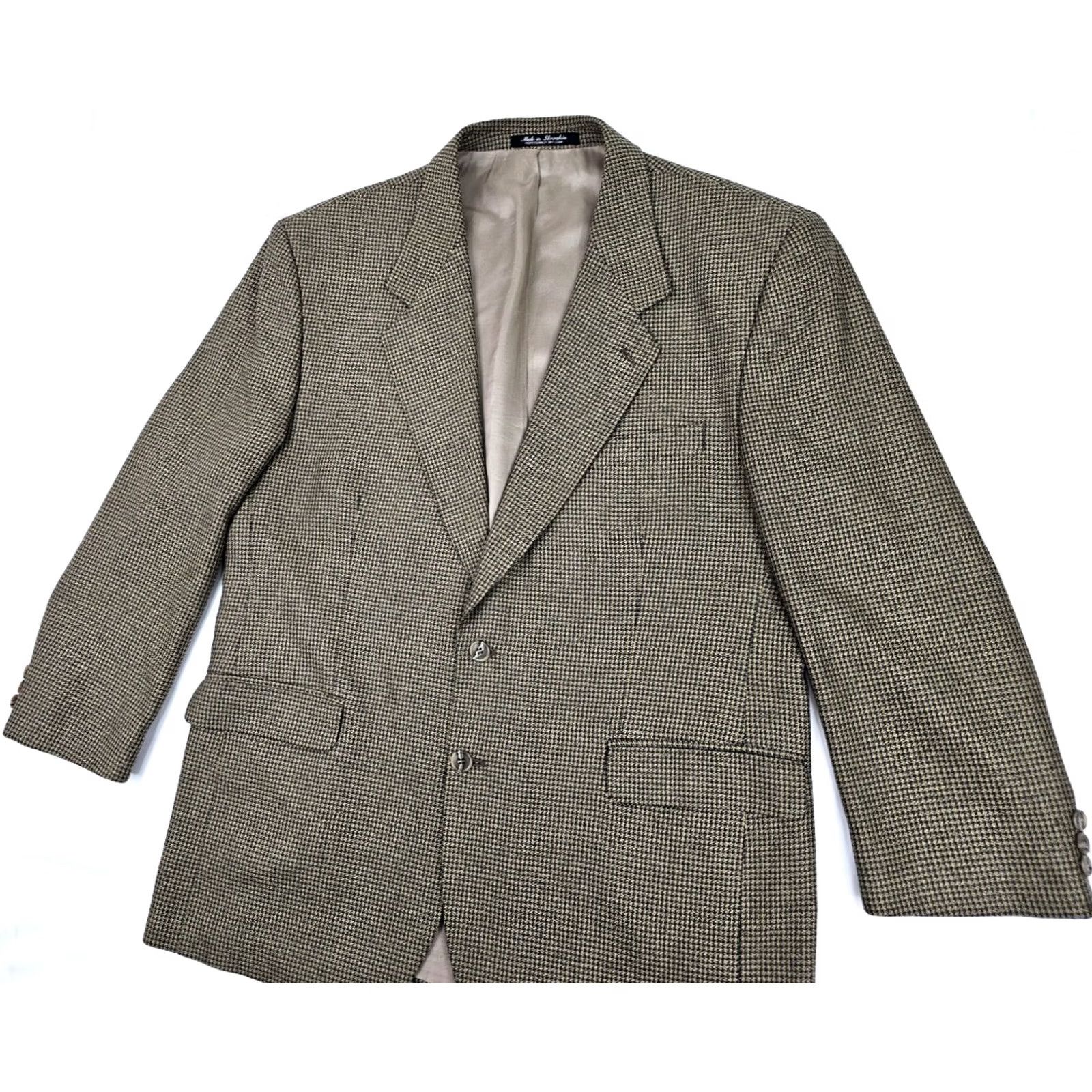 Vintage Tailors Row Deansgate Sport Coat Men 44R Houndstooth Silk Wool Blends Beige Gold EUC Size US S / EU 44-46 / 1 - 2 Thumbnail