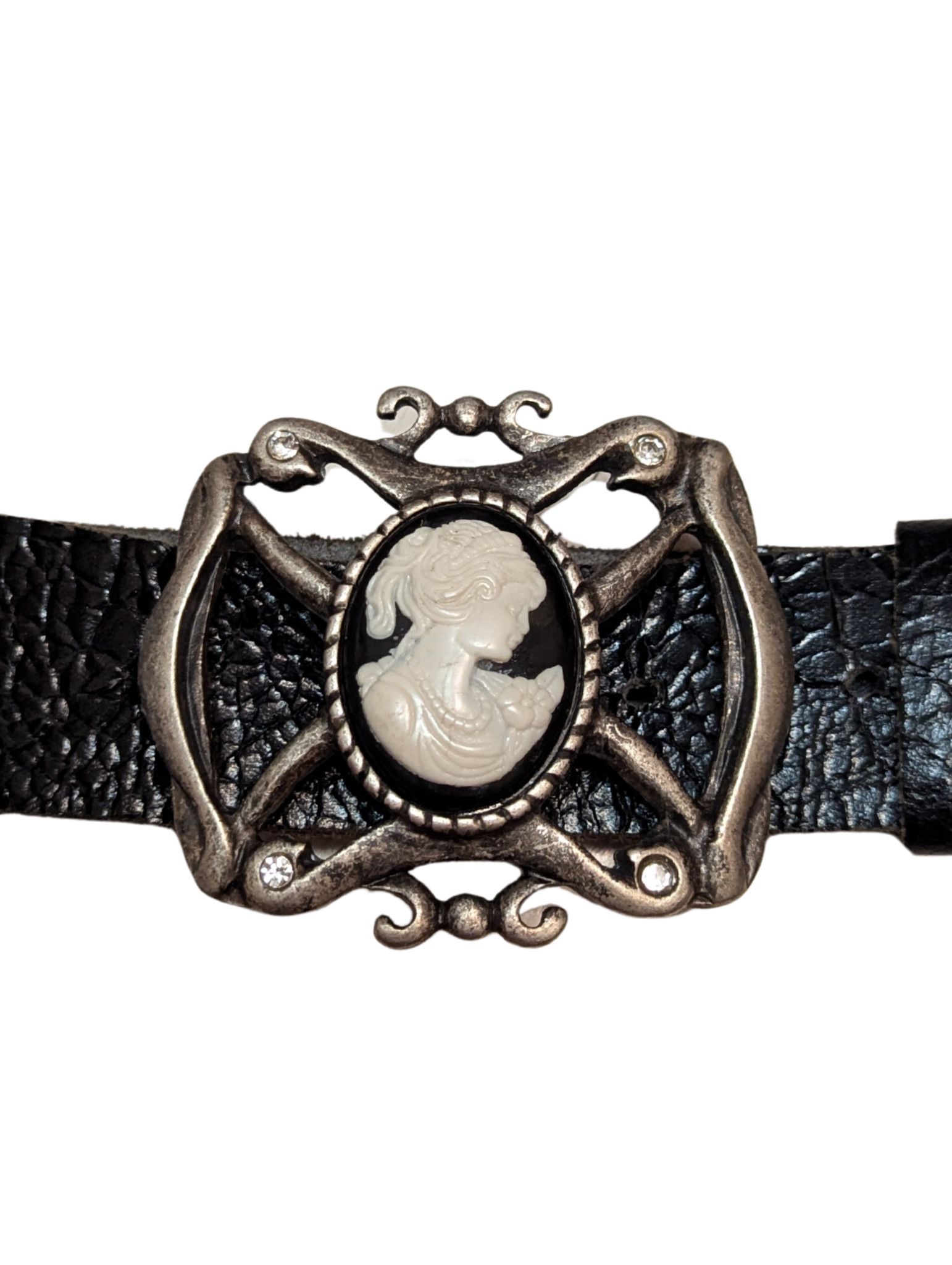 Vintage Vintage Leather Belt with Cameo Buckle – Made in Italy Size ONE SIZE - 2 Thumbnail