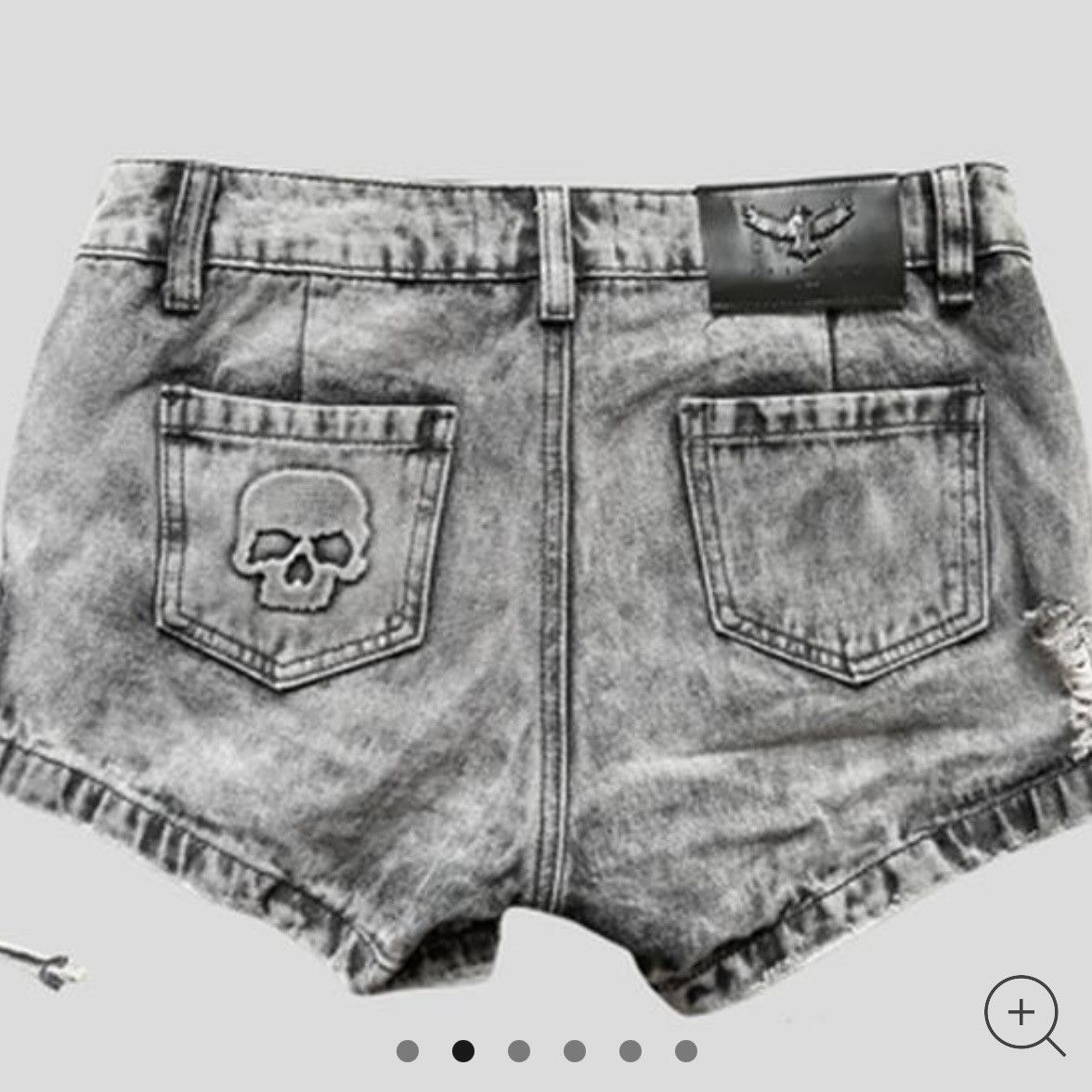 Vintage Black Premium by EMP Grunge denim mini embroidery shorts y2k Size 27" / US 4 / IT 40 - 4 Thumbnail