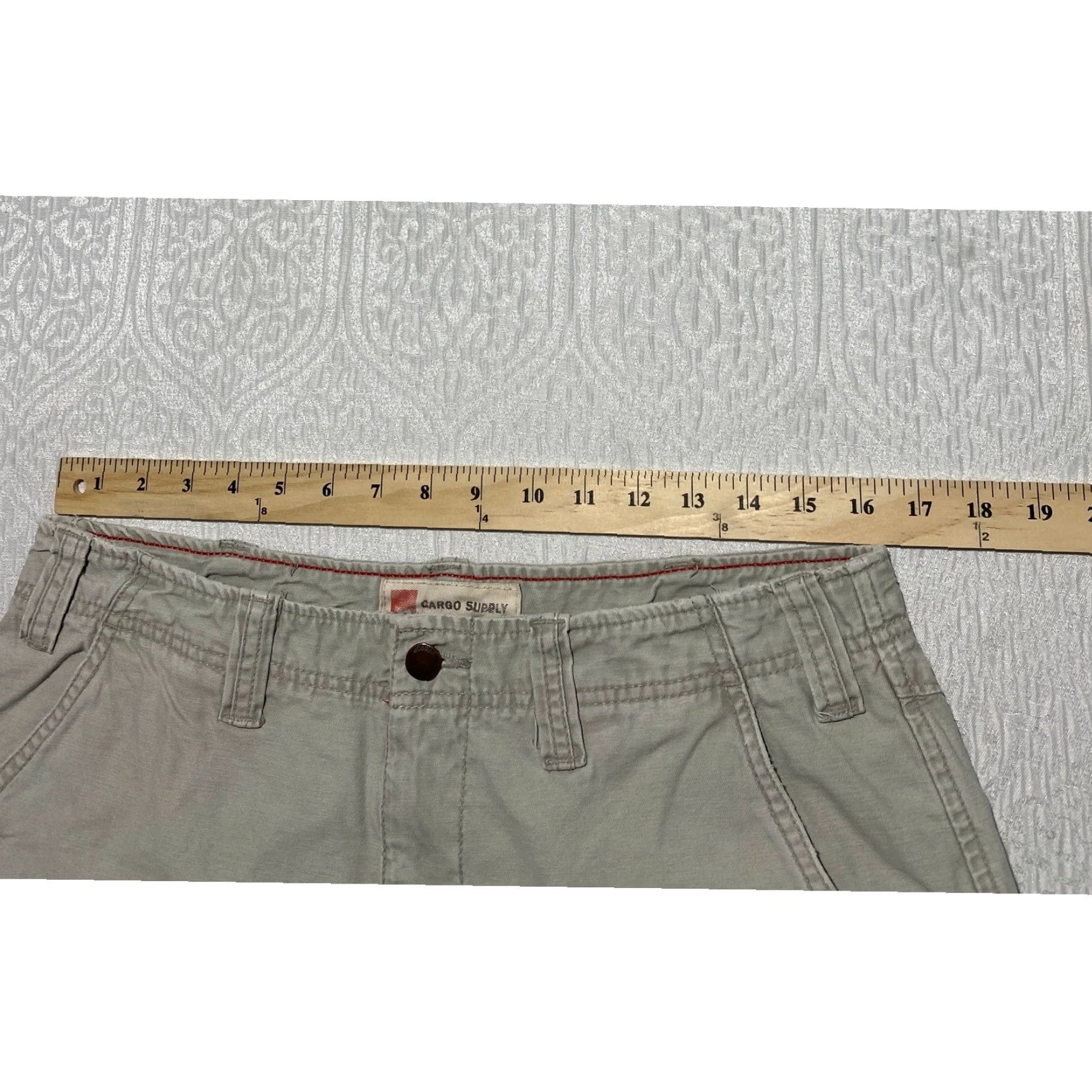 Vintage Cargo Supply Cargo Shorts Mens Khaki Tan Cotton 32 Multi Pocket Button Fly Zipper Casual Workwear Travel Size US 32 / EU 48 - 5 Thumbnail