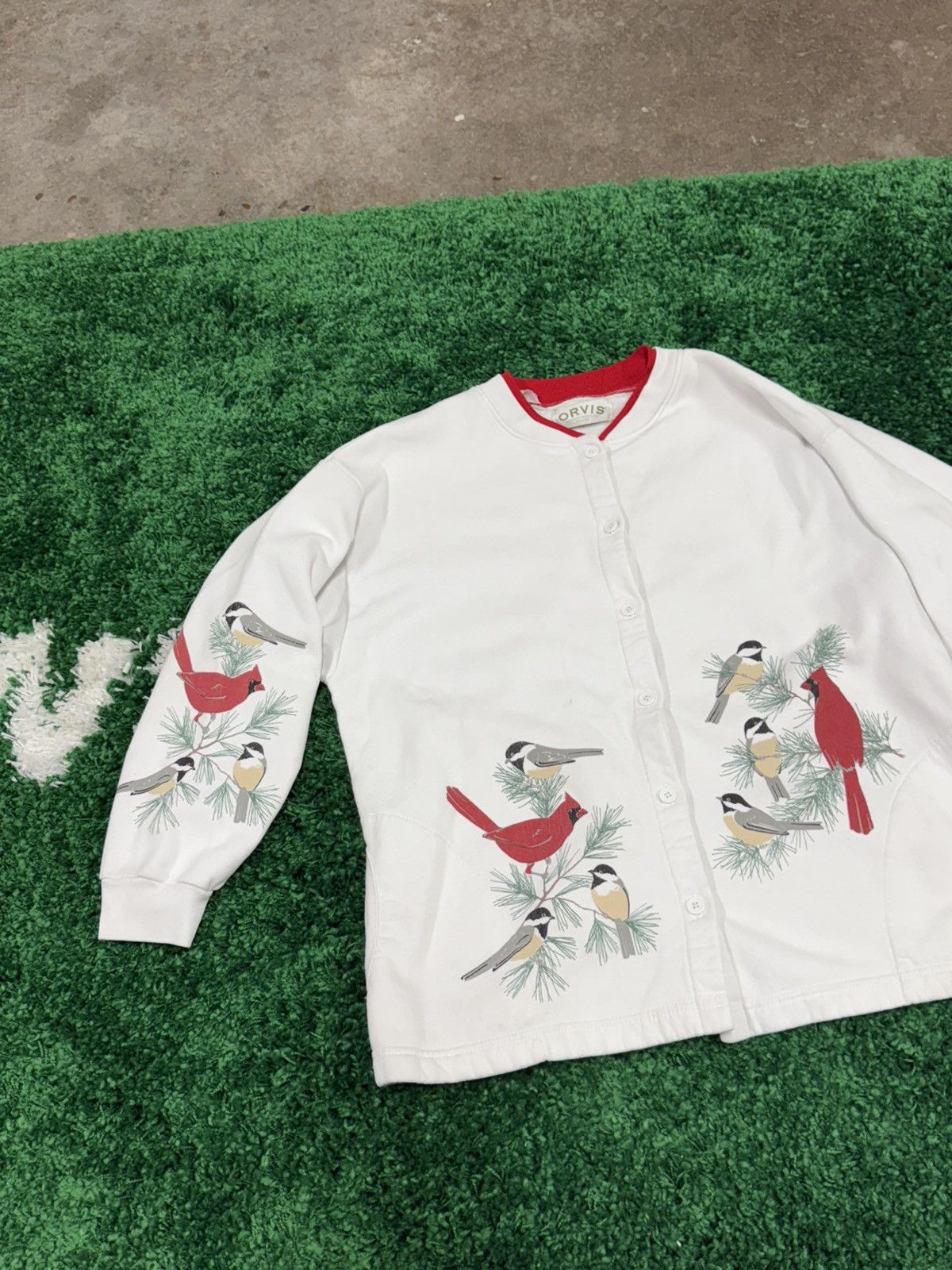 Vintage Vintage Birds Cardigan White Large 90s Retro Orvis Size US L / EU 52-54 / 3 - 2 Thumbnail